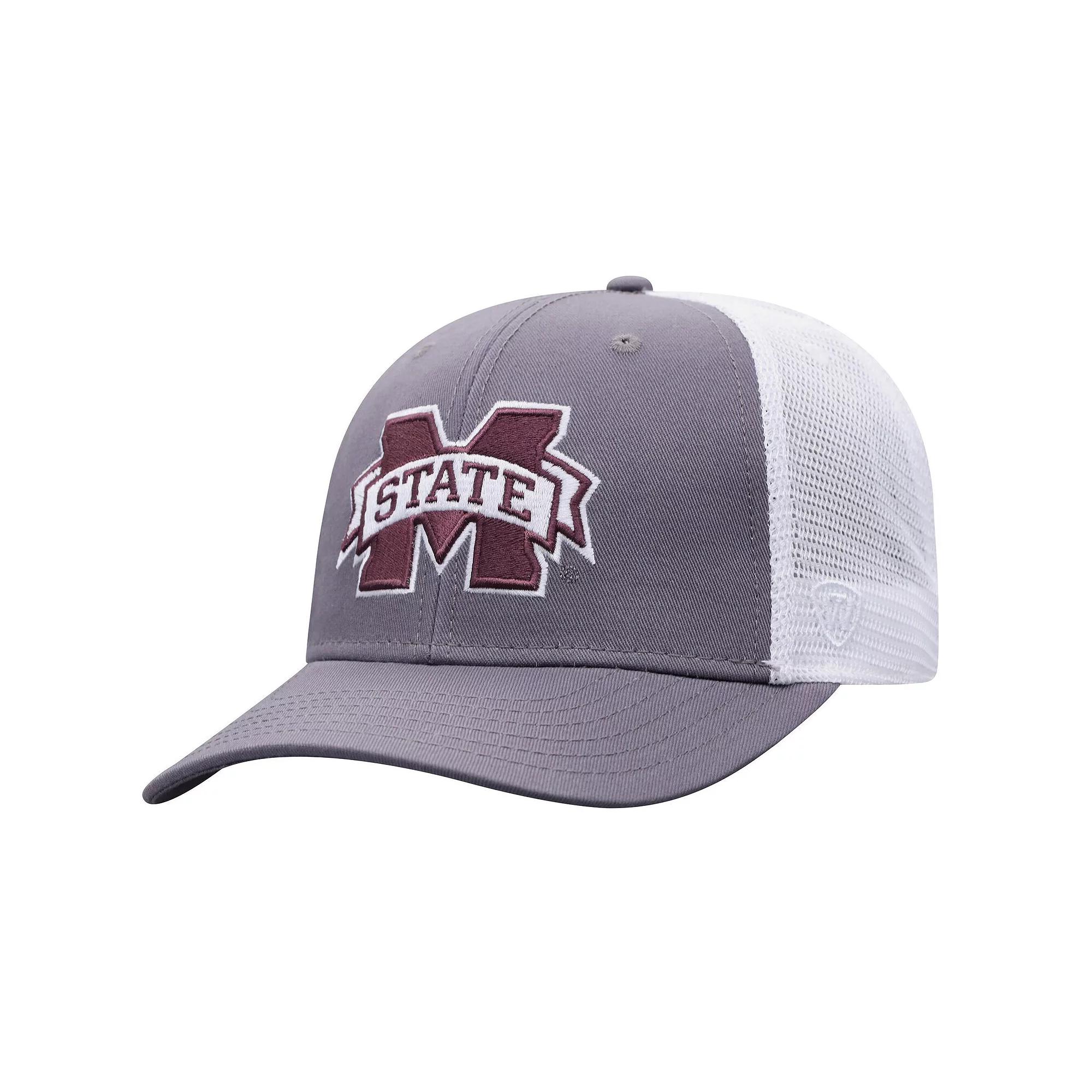 Men's Top of the World Gray/White Mississippi State Bulldogs Victory Baseline Trucker Adjustable Hat, Mst Grey Product Image