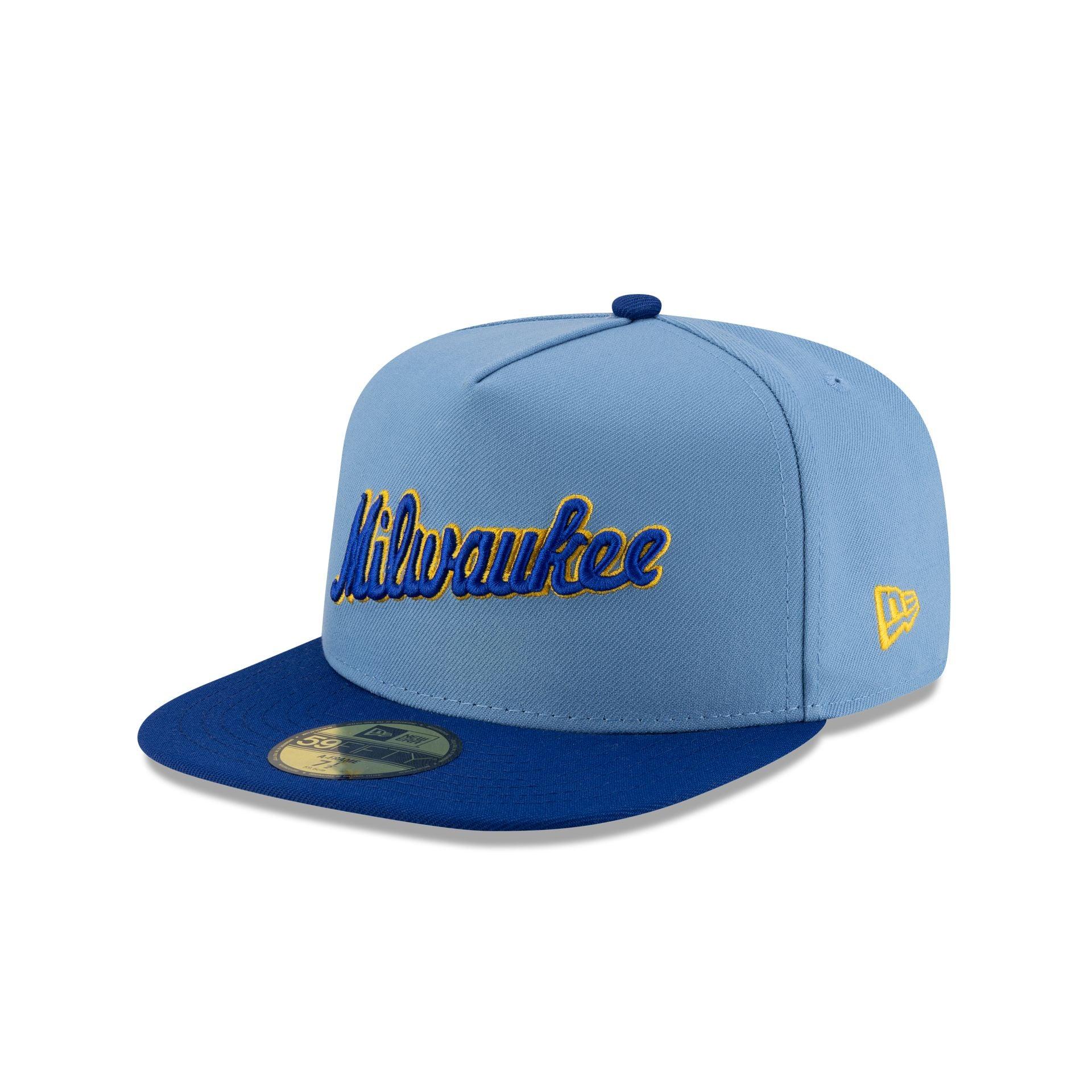 Just Caps Sky Blue Milwaukee Brewers 59FIFTY A-Frame Fitted Hat Male Product Image