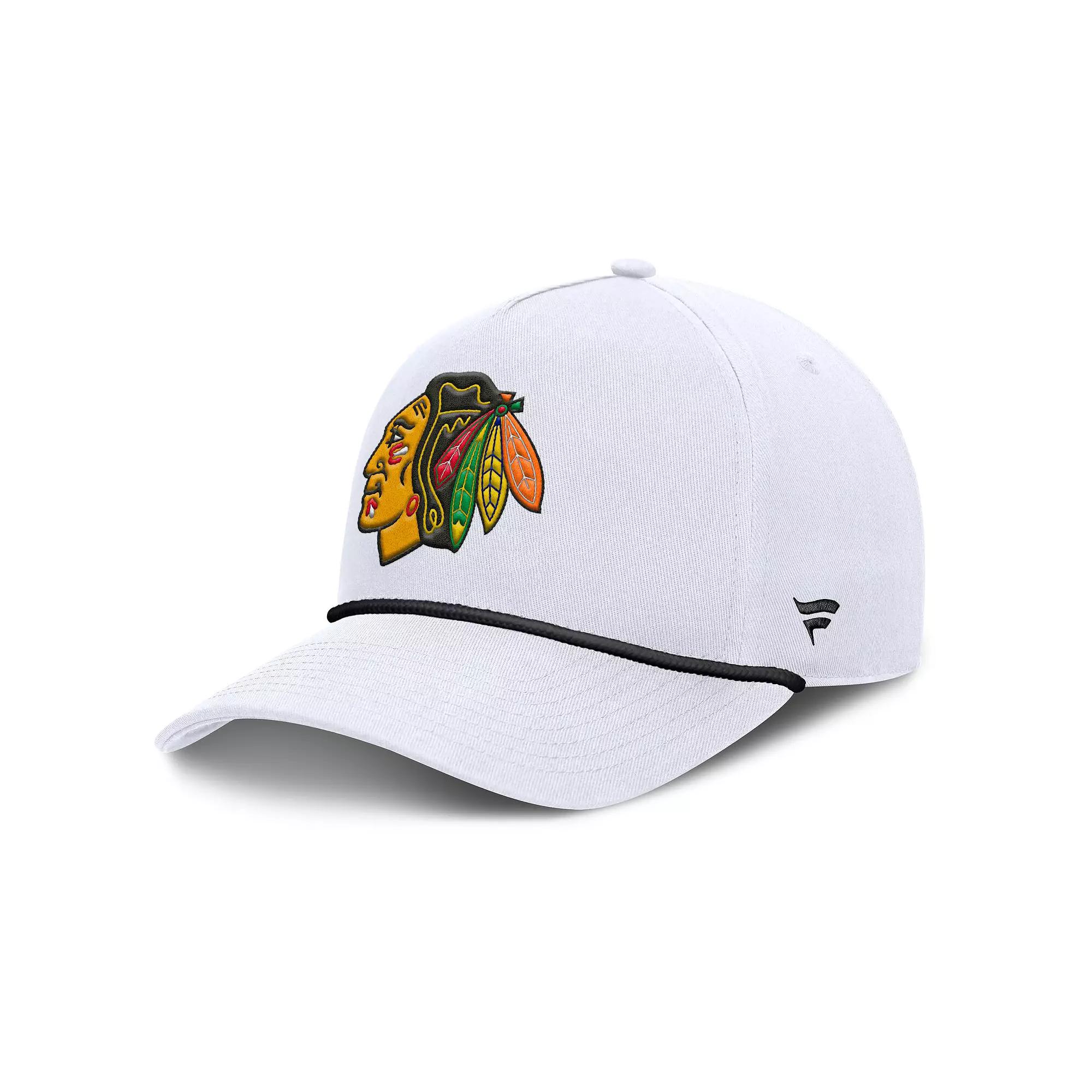 Men's Fanatics White Chicago Blackhawks Rope A-Frame Adjustable Hat Product Image