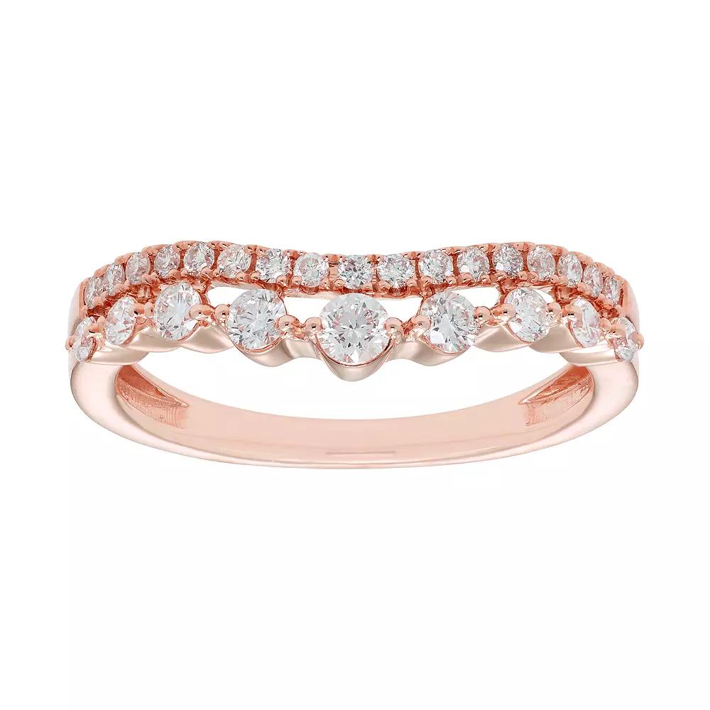 The Regal Collection 14k Gold 1/2 Carat IGL Certified Diamond Double Row Shadow Wedding Band, Women's, Size: 5, Yellow Product Image