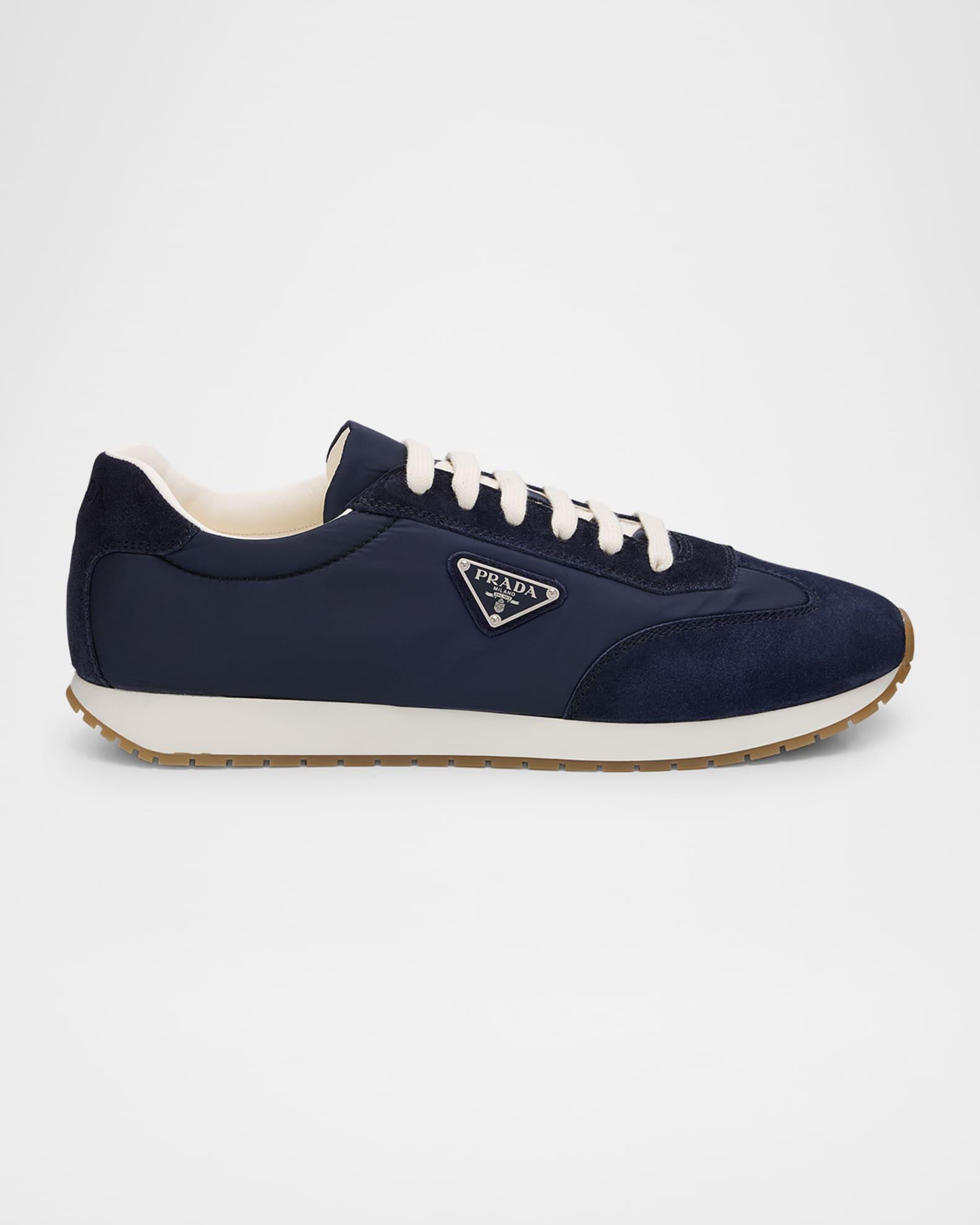 Men's Rank Nylon and Leather Low-Top Sneakers Product Image