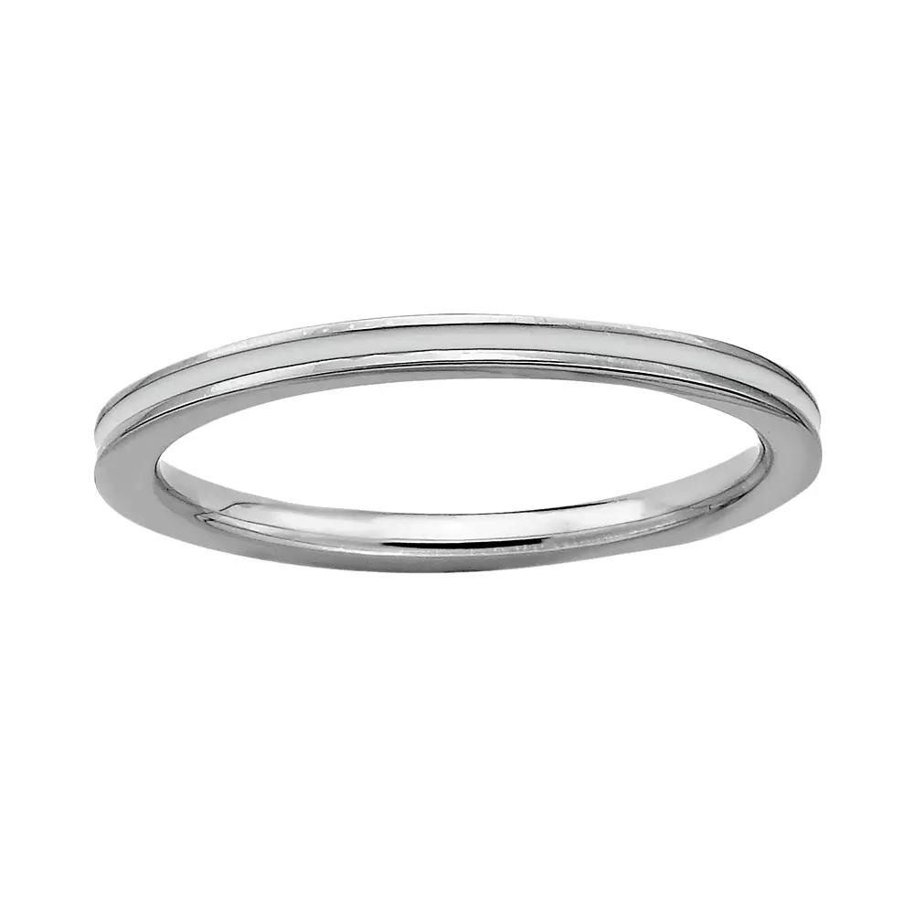 Stacks & Stones Sterling Silver White Enamel Stack Ring, Women's, Size: 7 Product Image