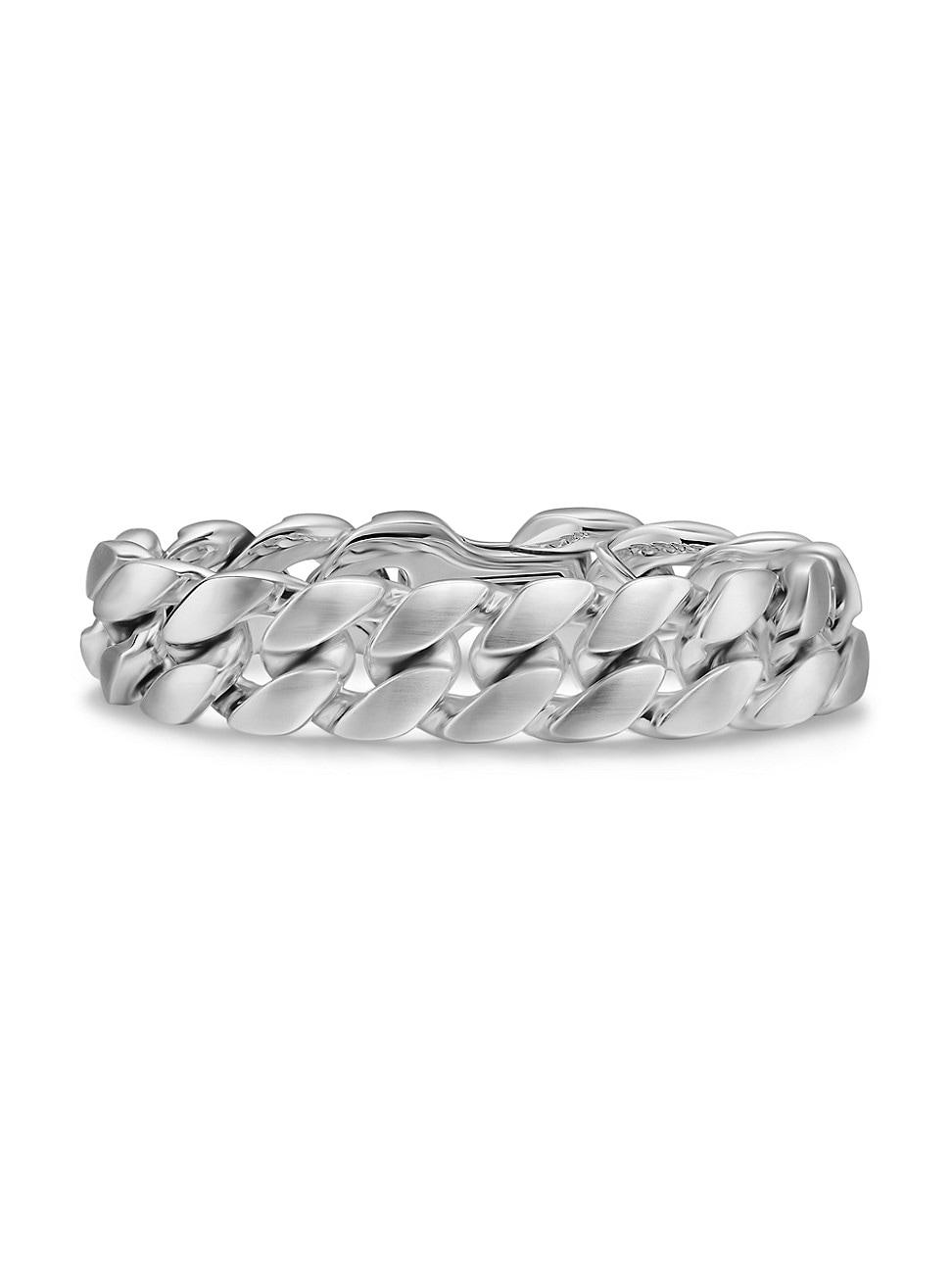 Mens Curb Chain Bracelet in Sterling Silver, 18MM Product Image