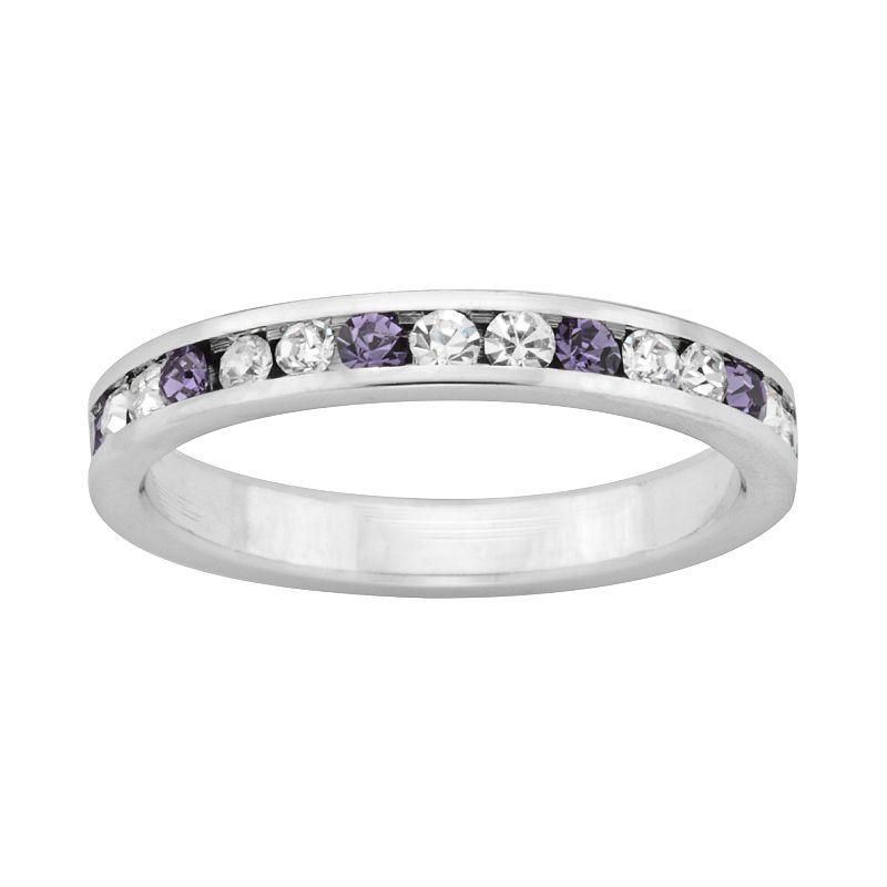 Sterling Silver Purple and White Crystal Eternity Ring, Women's,  Product Image