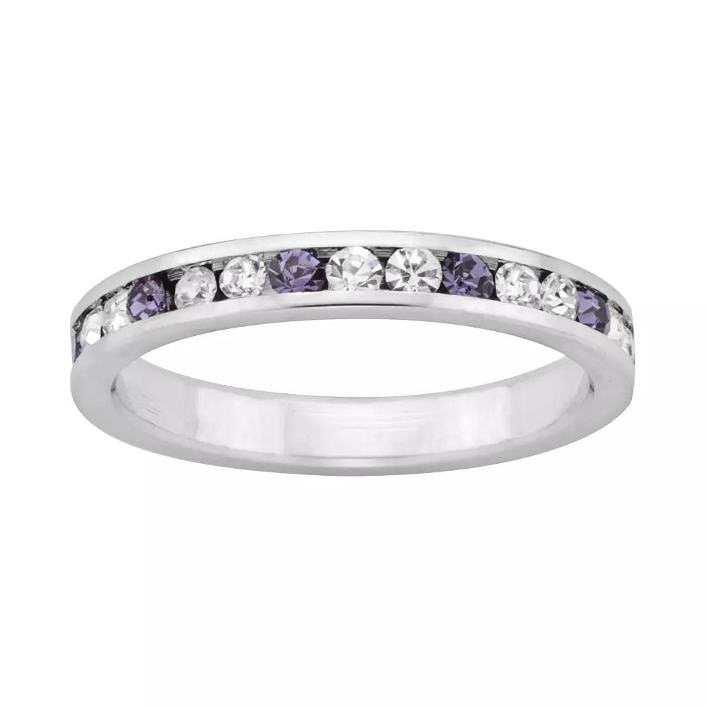 Sterling Silver Purple and White Crystal Eternity Ring, Women's,  Product Image