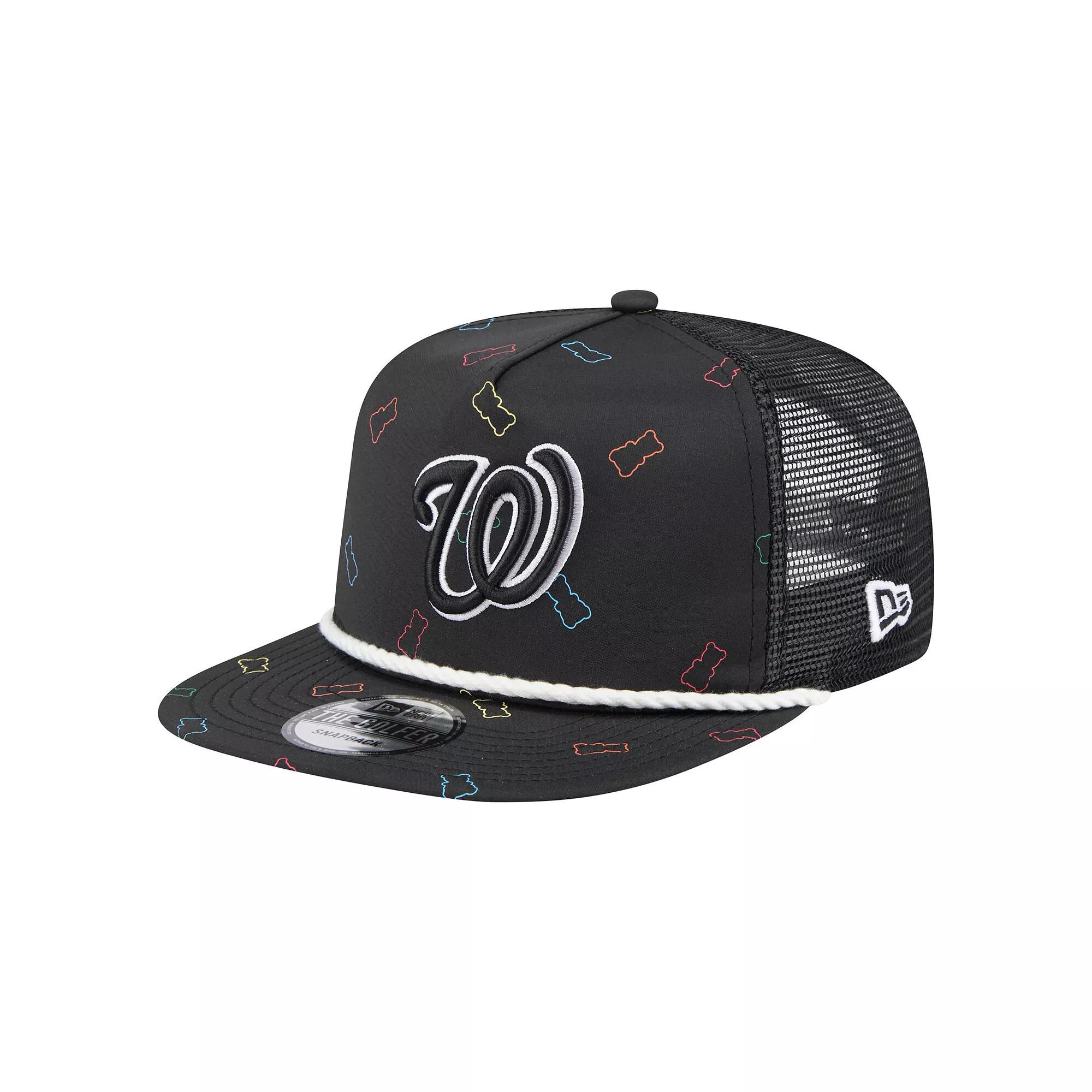 Men's New Era Black Washington Nationals Gummy Golfer Trucker Adjustable Hat Product Image