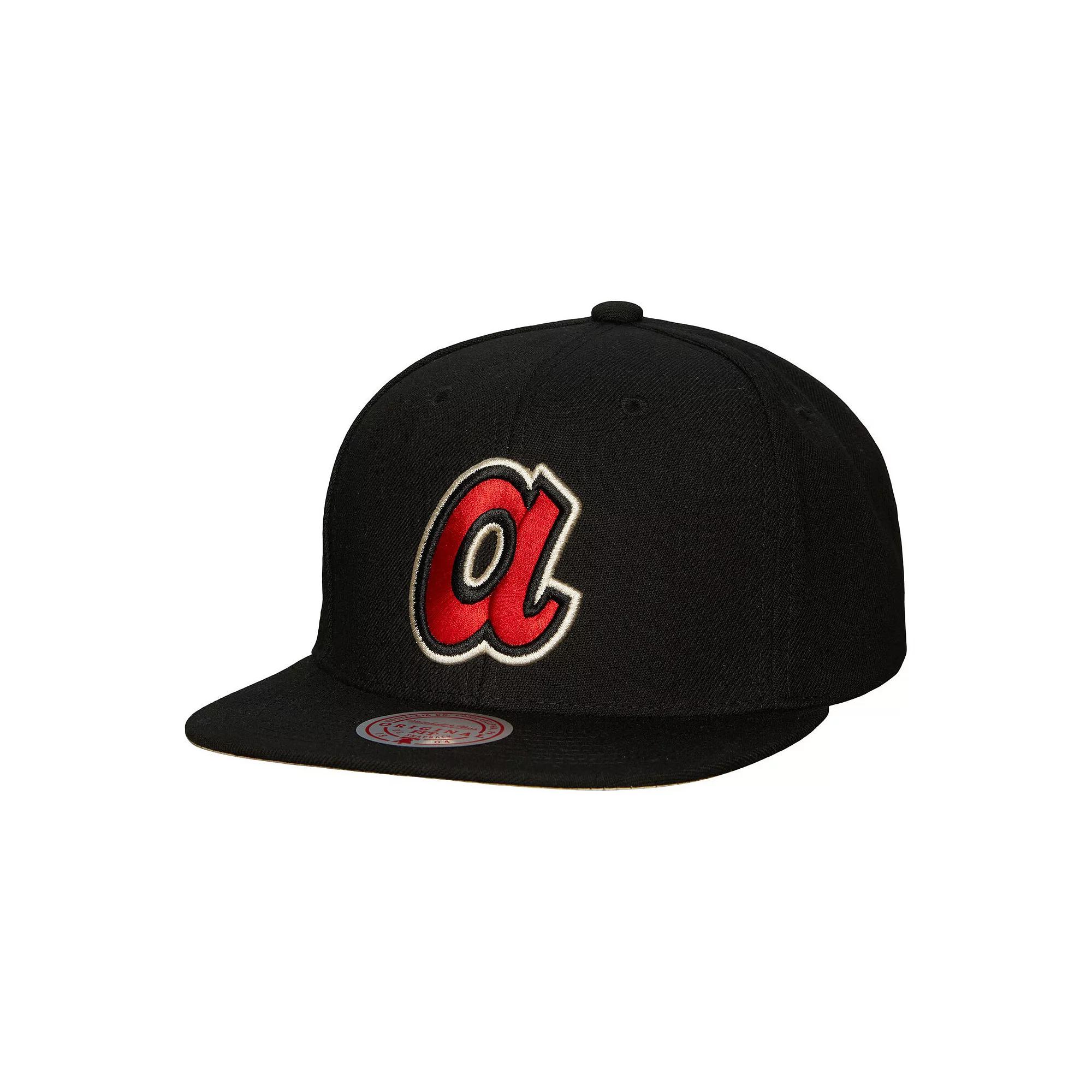 Men's Mitchell & Ness Black Atlanta Braves Cooperstown Collection True Classics Snapback Hat Product Image