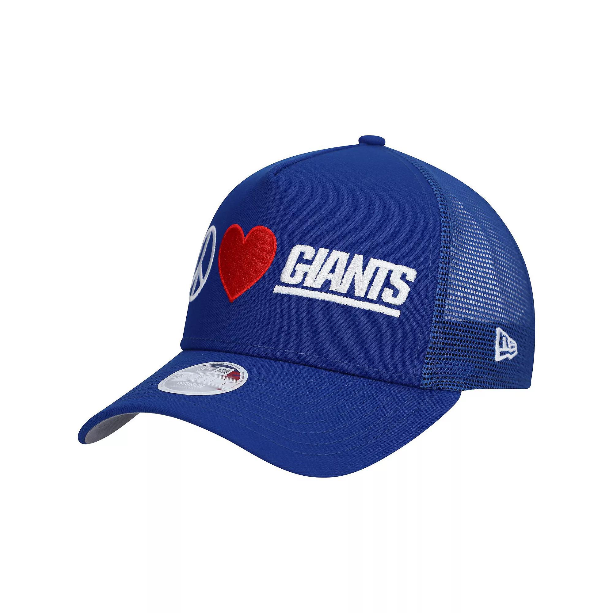 Women's New Era Royal New York Giants Peace & Love Trucker 9FORTY Adjustable Hat, Blue Product Image