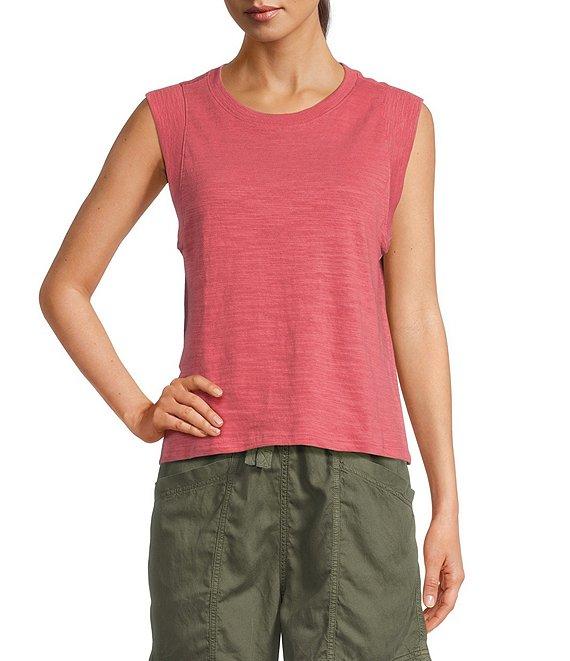 Faherty Sunwash Organic Cotton Slub Knit Crew Neck Sleeveless Muscle Tank Product Image