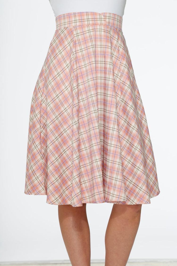 Pink Plaid Swing Skirt Product Image