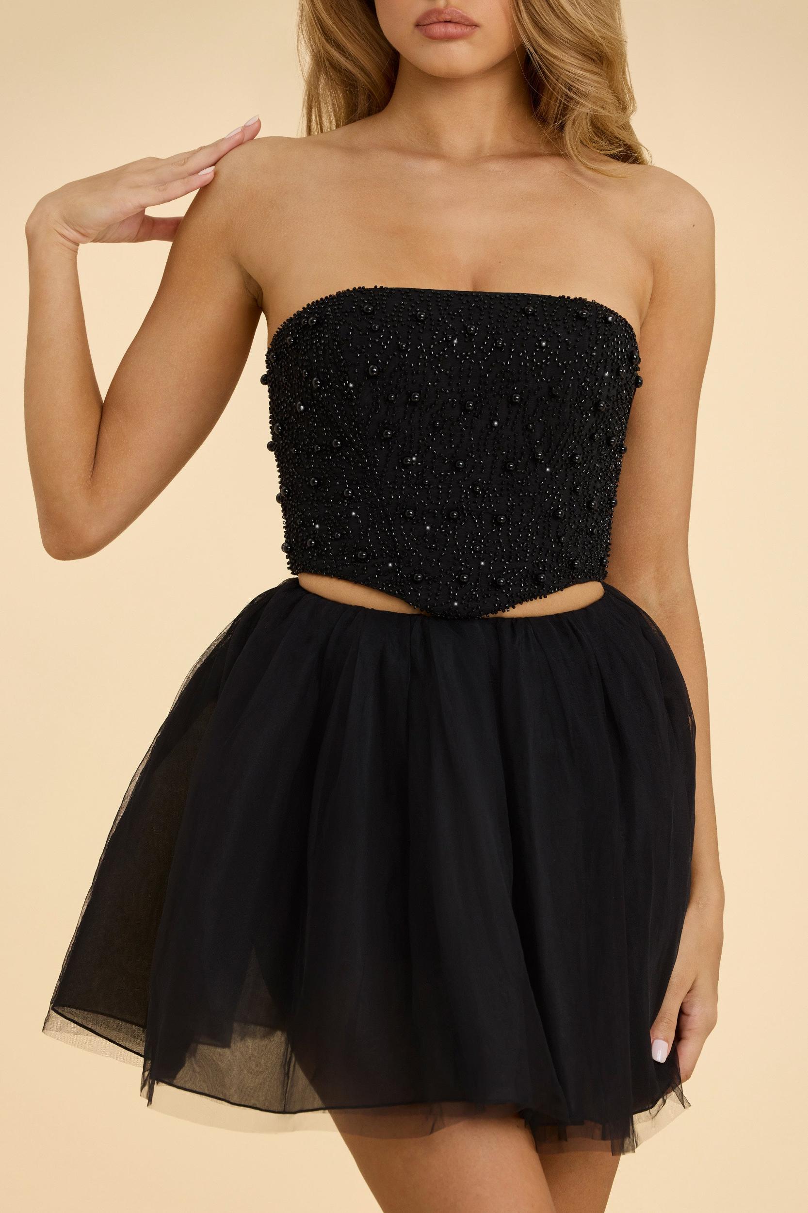 High Waist Tulle Mini Skirt in Black Product Image