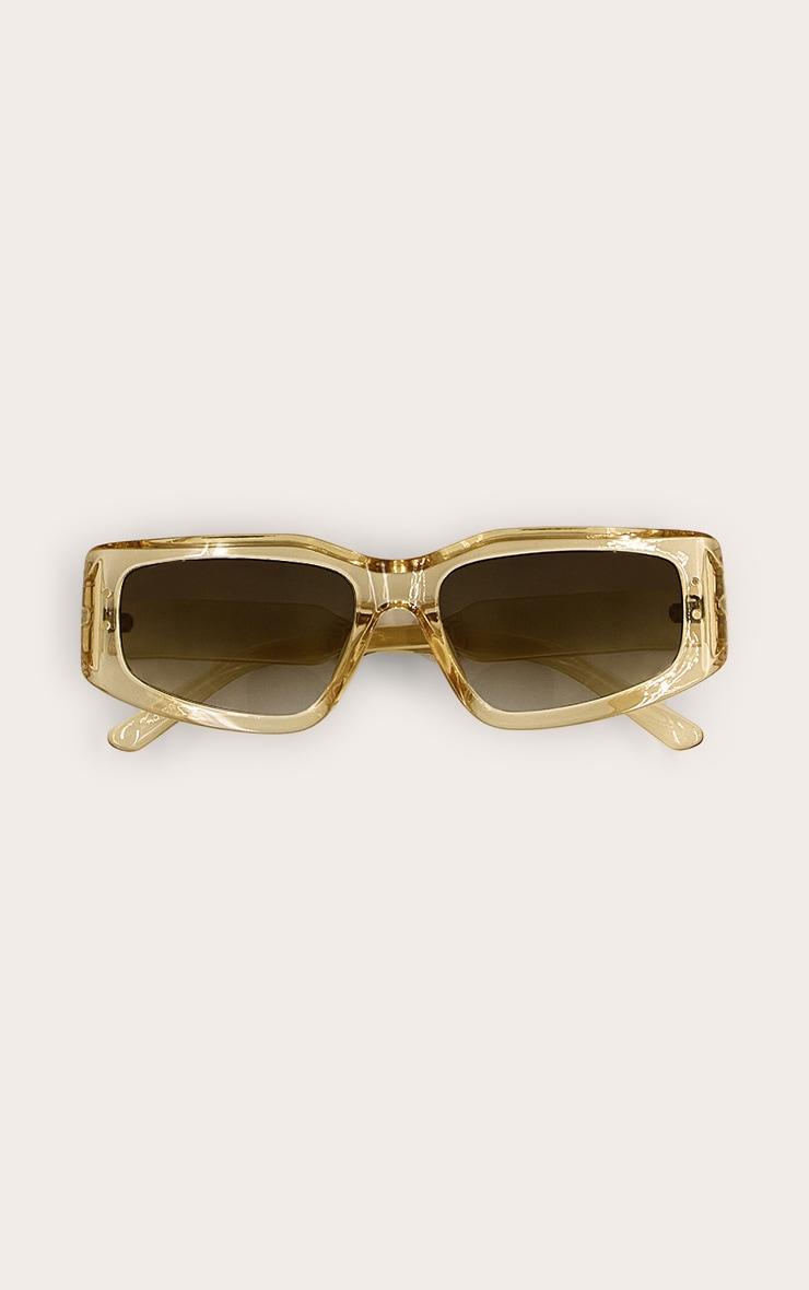 Butter Yellow Crystal Square Angled Sunglasses Product Image