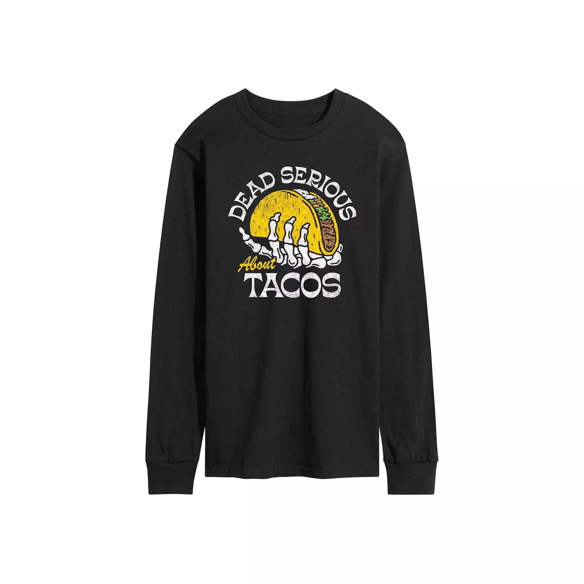 Men's Dead Serious About Tacos Long Sleeve Graphic Tee,  Product Image