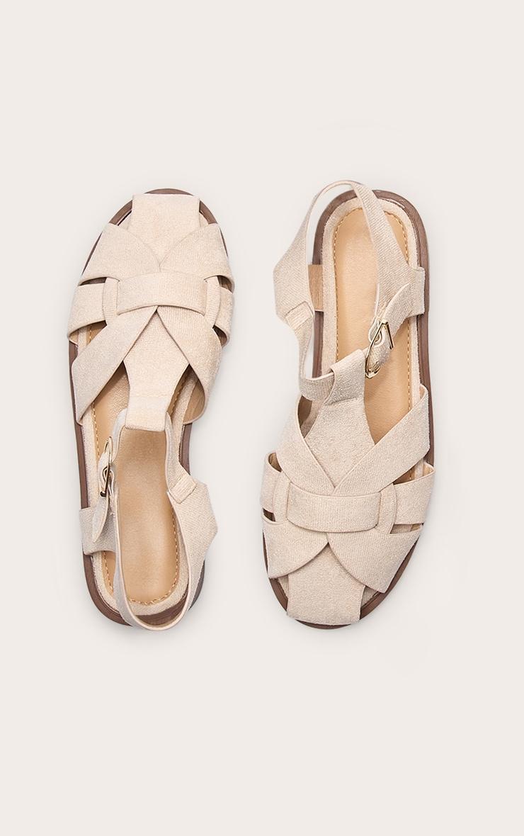 Beige Faux Suede Cage Sandals Product Image