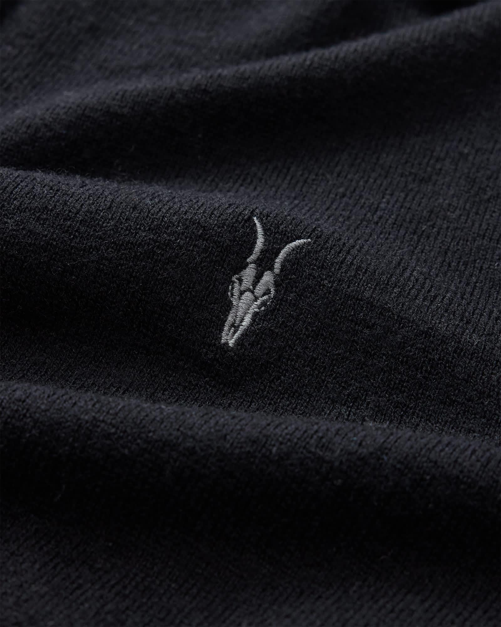 Kilburn Zip Funnel Neck Ramskull Sweater Black | ALLSAINTS US Product Image