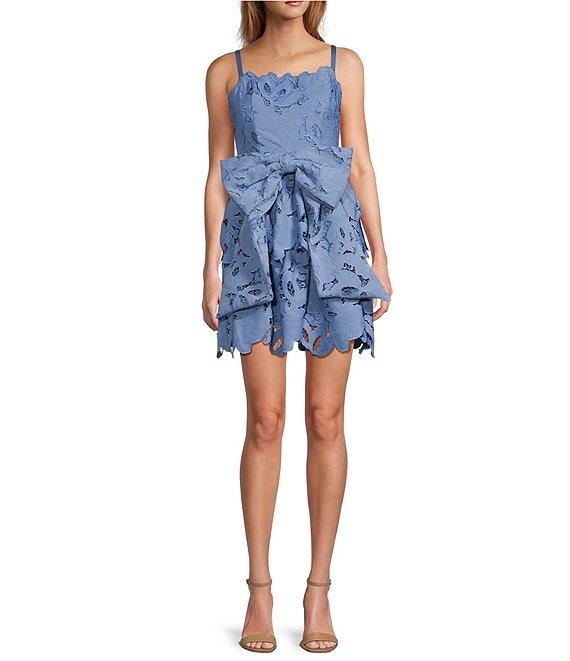 Mestiza New York Vanessa Lace Bow Square Neck Sleeveless Mini Dress Product Image