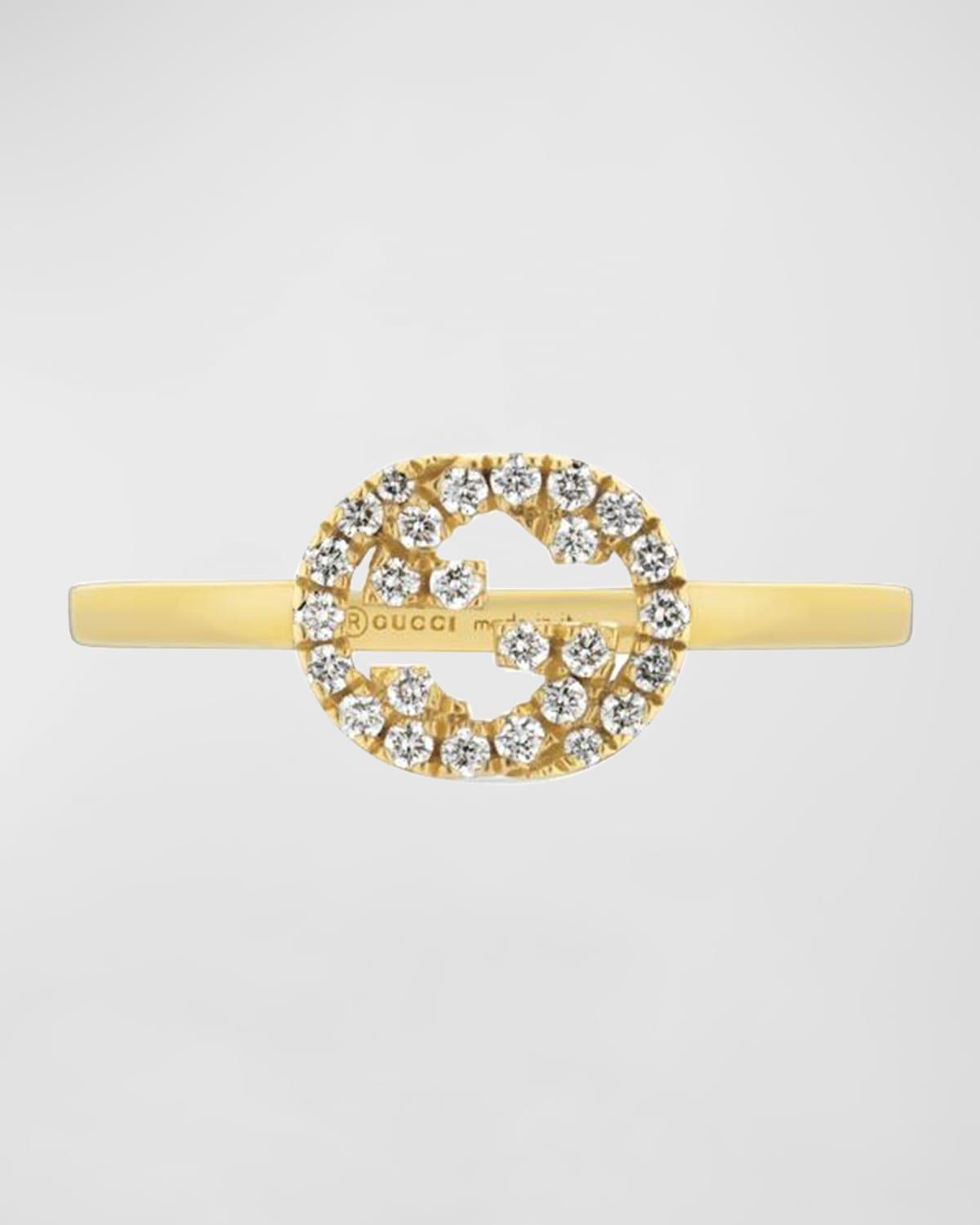 Womens Interlocking G 18K Yellow Gold & 0.12 TCW Diamond Ring Product Image