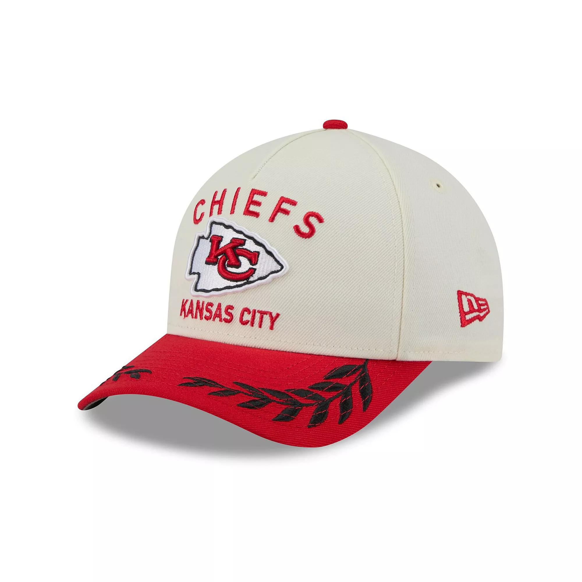 Men's New Era Cream/Red Kansas City Chiefs 2025 NFL Draft 9FORTY A-Frame M-Crown Adjustable Hat, Beige Product Image