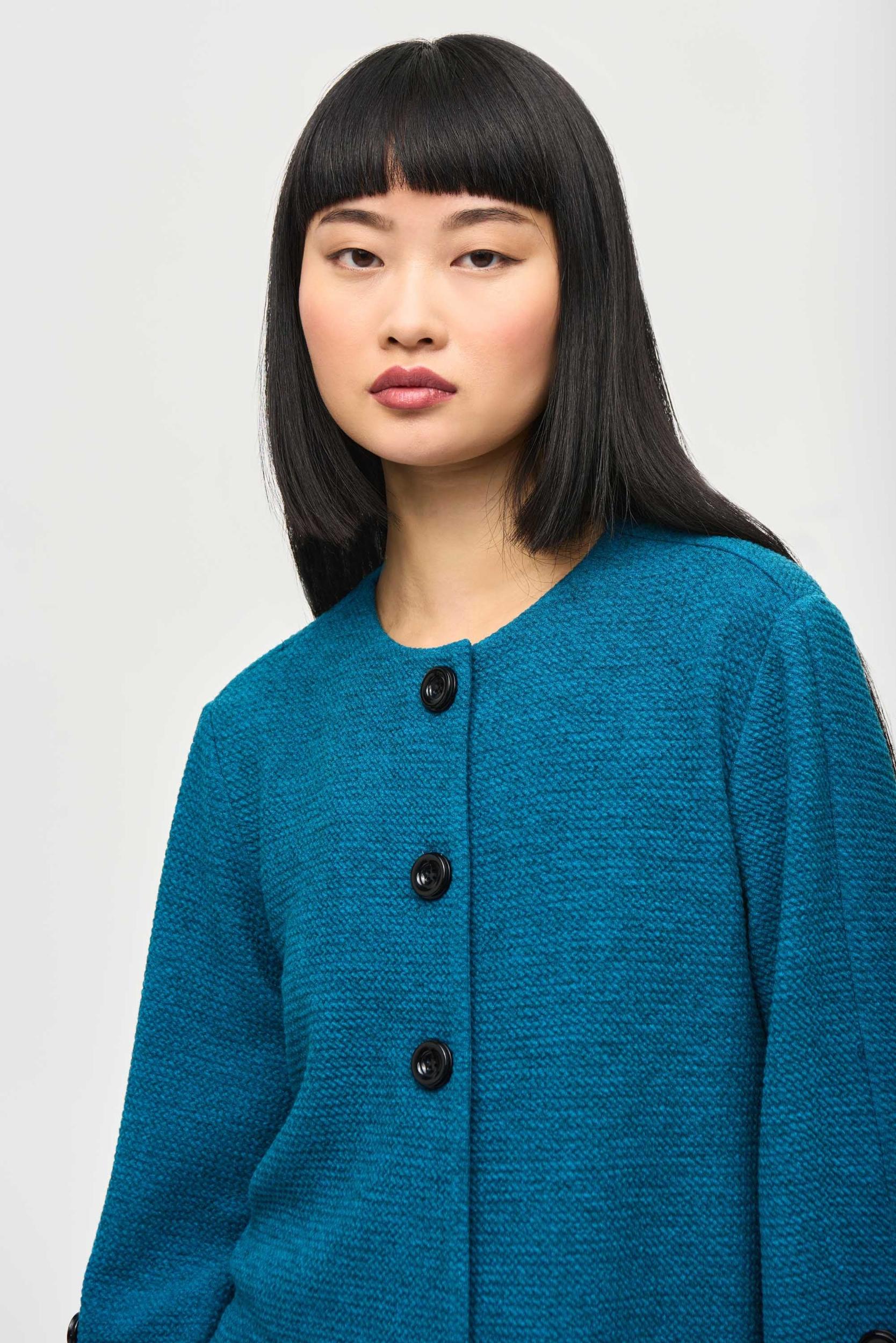 Jacquard Sweater Knit Fitted Jacket Product Image