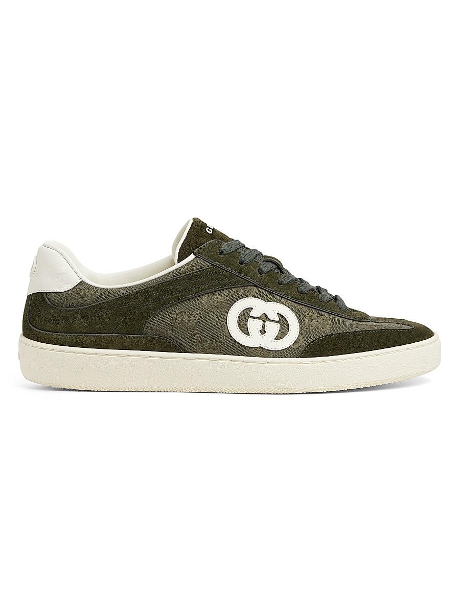 Mens GG Suede & Canvas Low-Top Sneakers Product Image