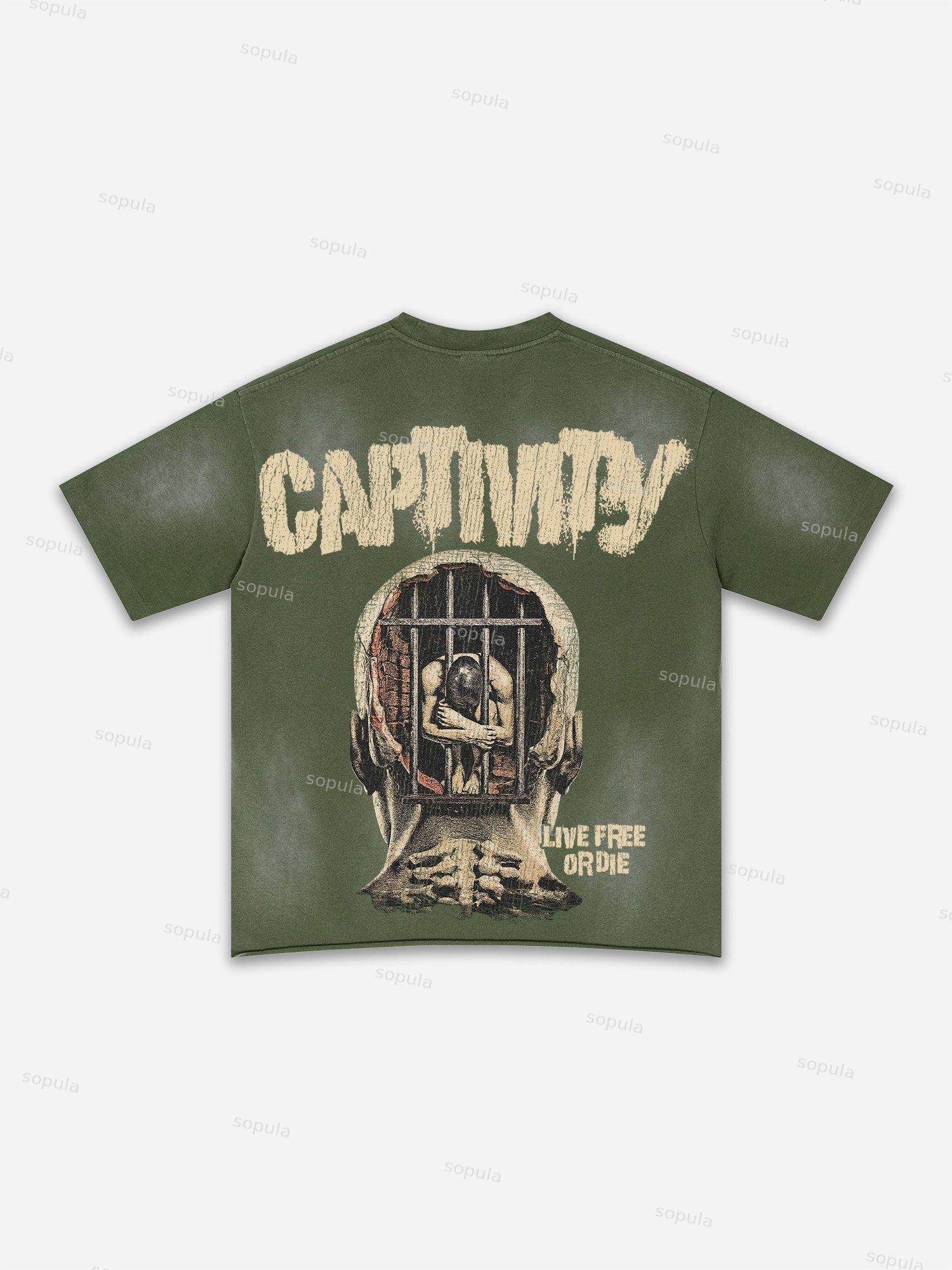 Street Goals Lip Braces Make Vintage Printed Graphic Washed T-shirt Product Image