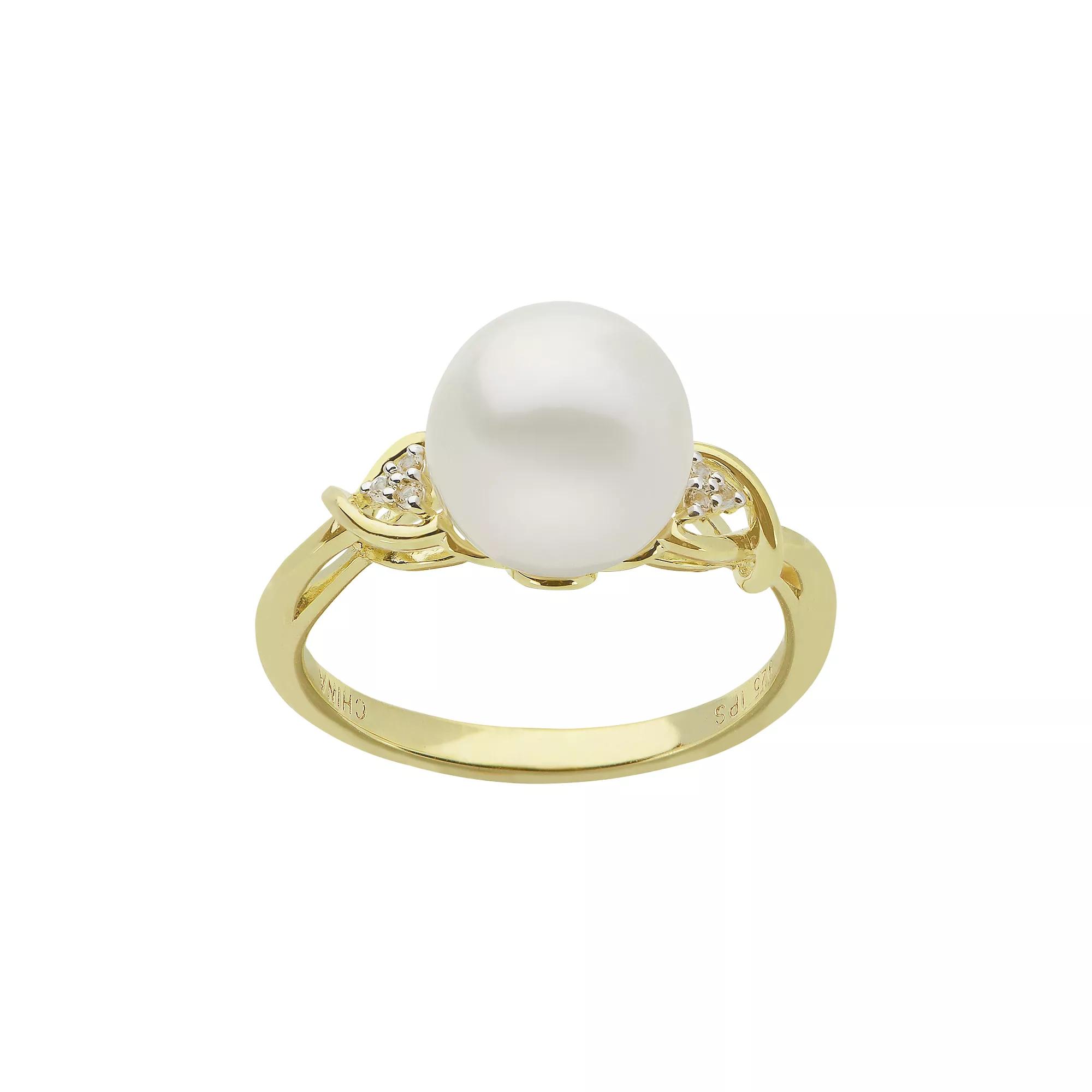 PearLustre by Imperial 14k Gold Over Silver Freshwater Cultured Pearl Ring, Womens Gold Tone Product Image