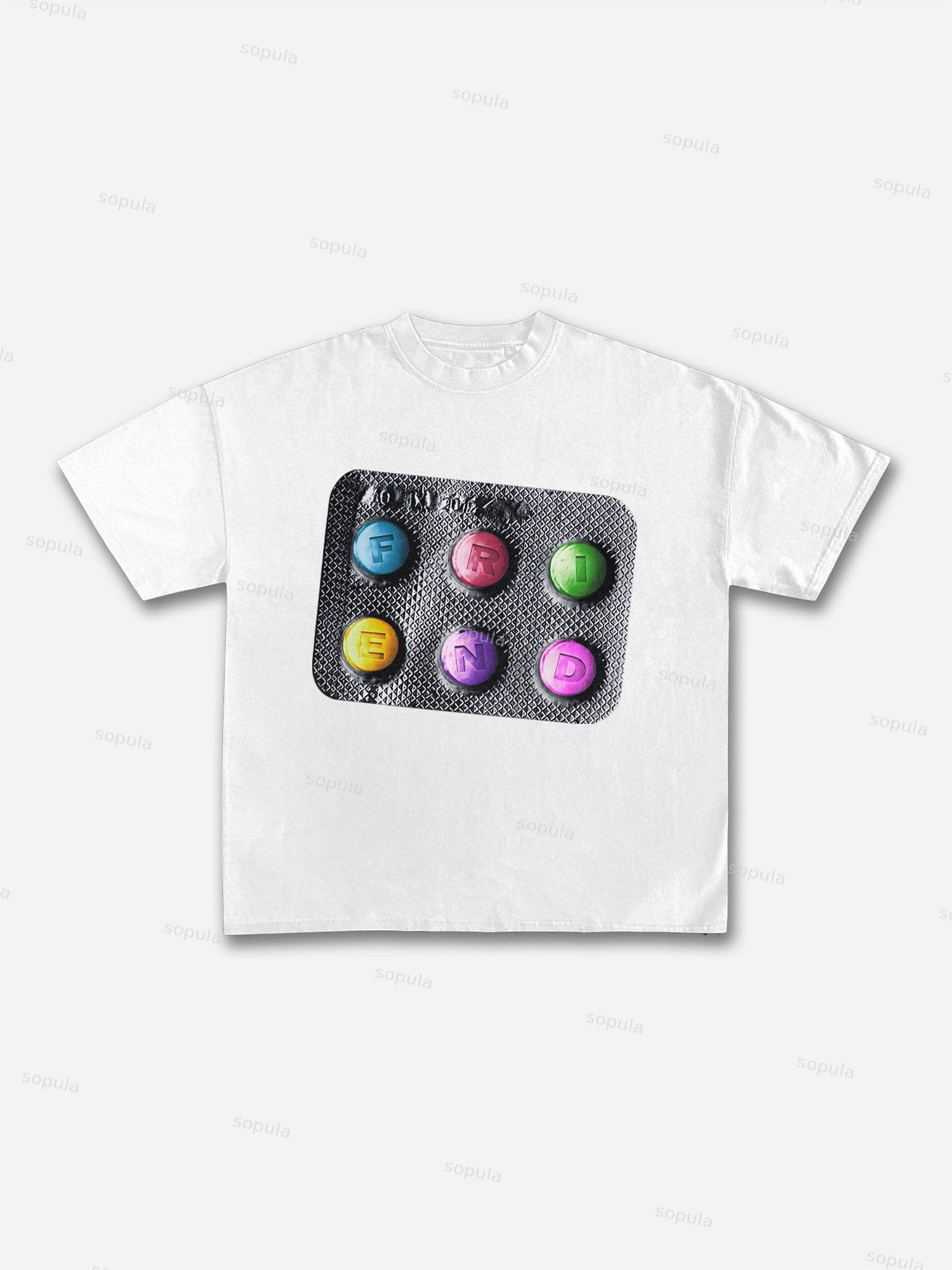Small Pills Graphic Cotton T-shirt Product Image