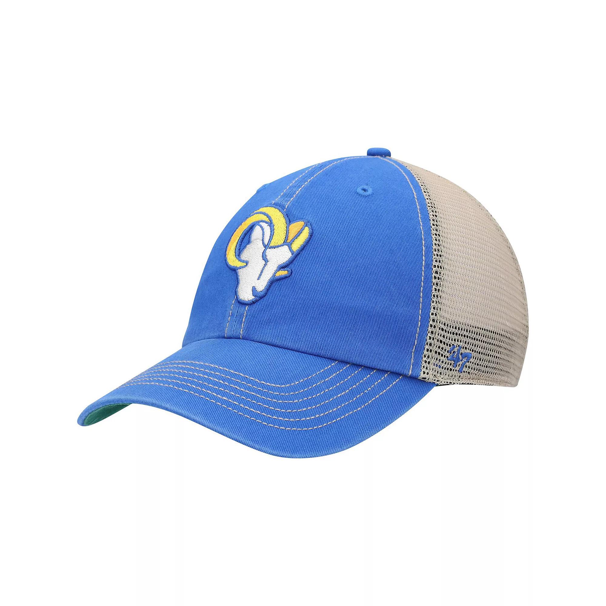 Men's '47 Royal/Natural Los Angeles Rams Head Trawler Trucker Clean Up Snapback Hat, Blue Product Image