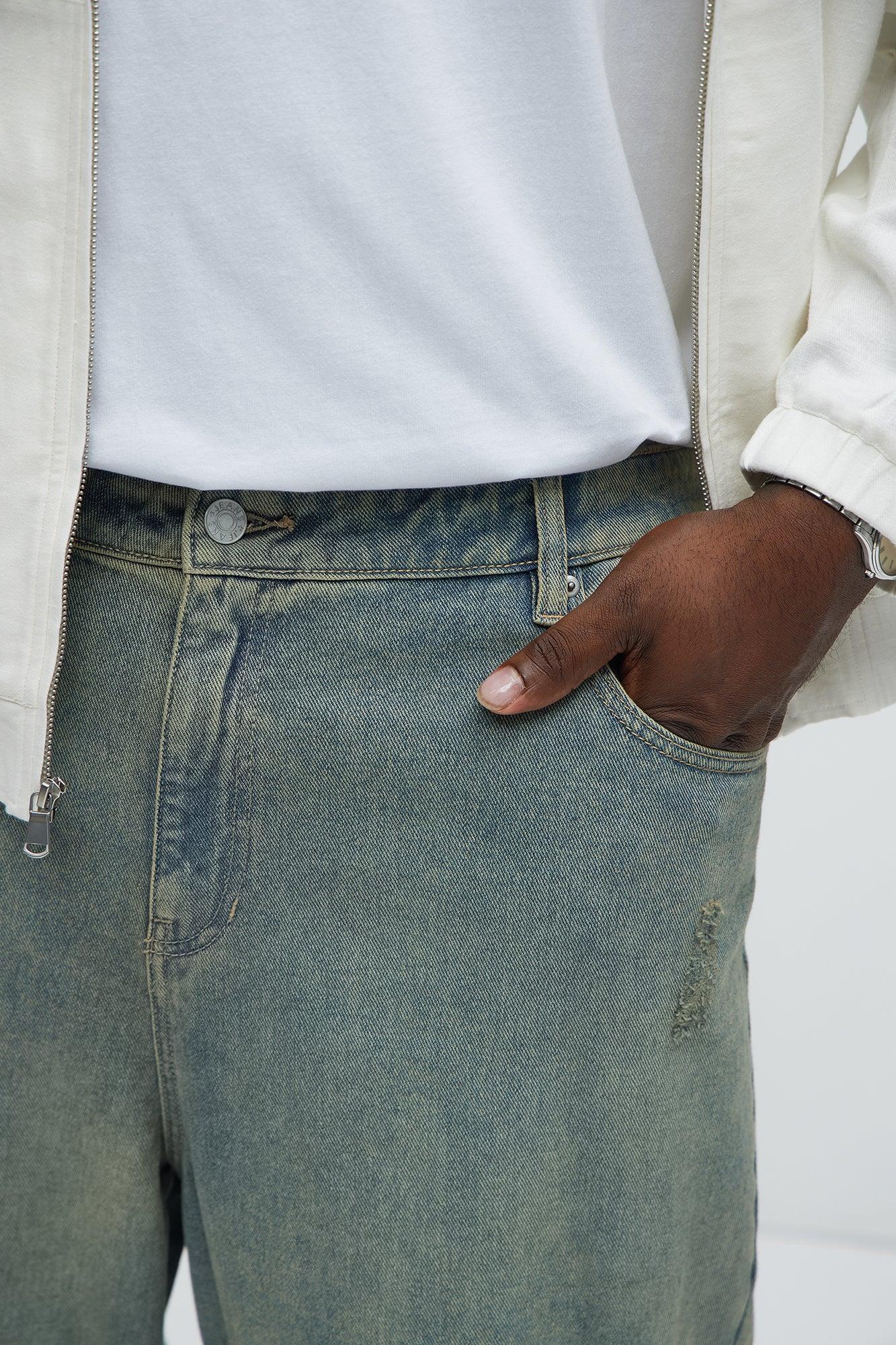 Blend Out Distressed Baggy Jeans - Vintage Blue Wash Product Image