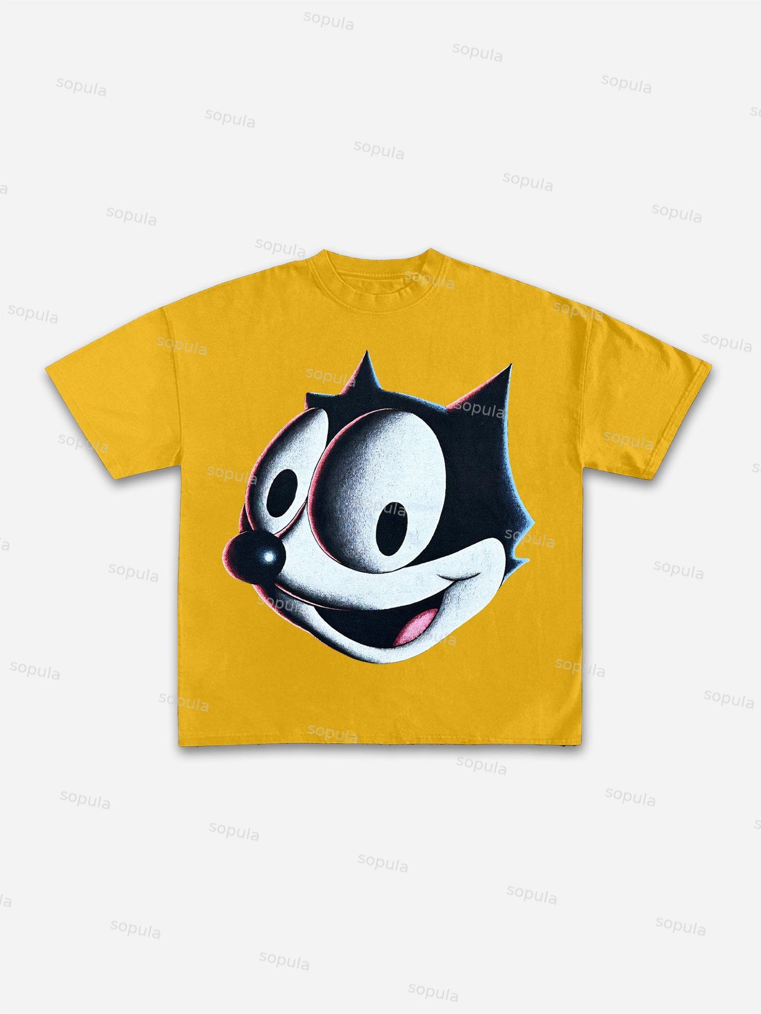 Felix The Cat Cartoon Graphic Print Cotton T-shirt Product Image