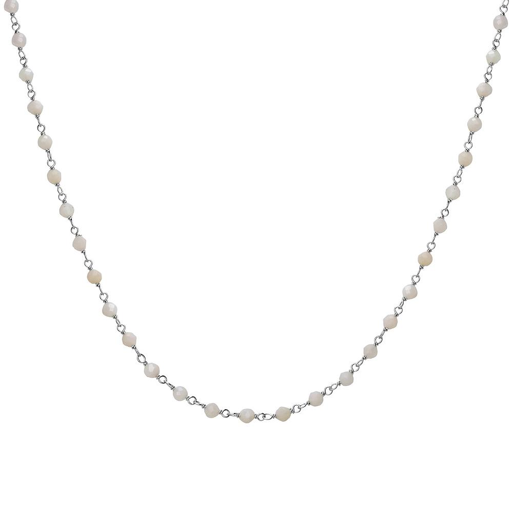 Gemistry Sterling Silver Pink Opal Beaded Station Necklace, Women's, Size: 18", Pink White Product Image