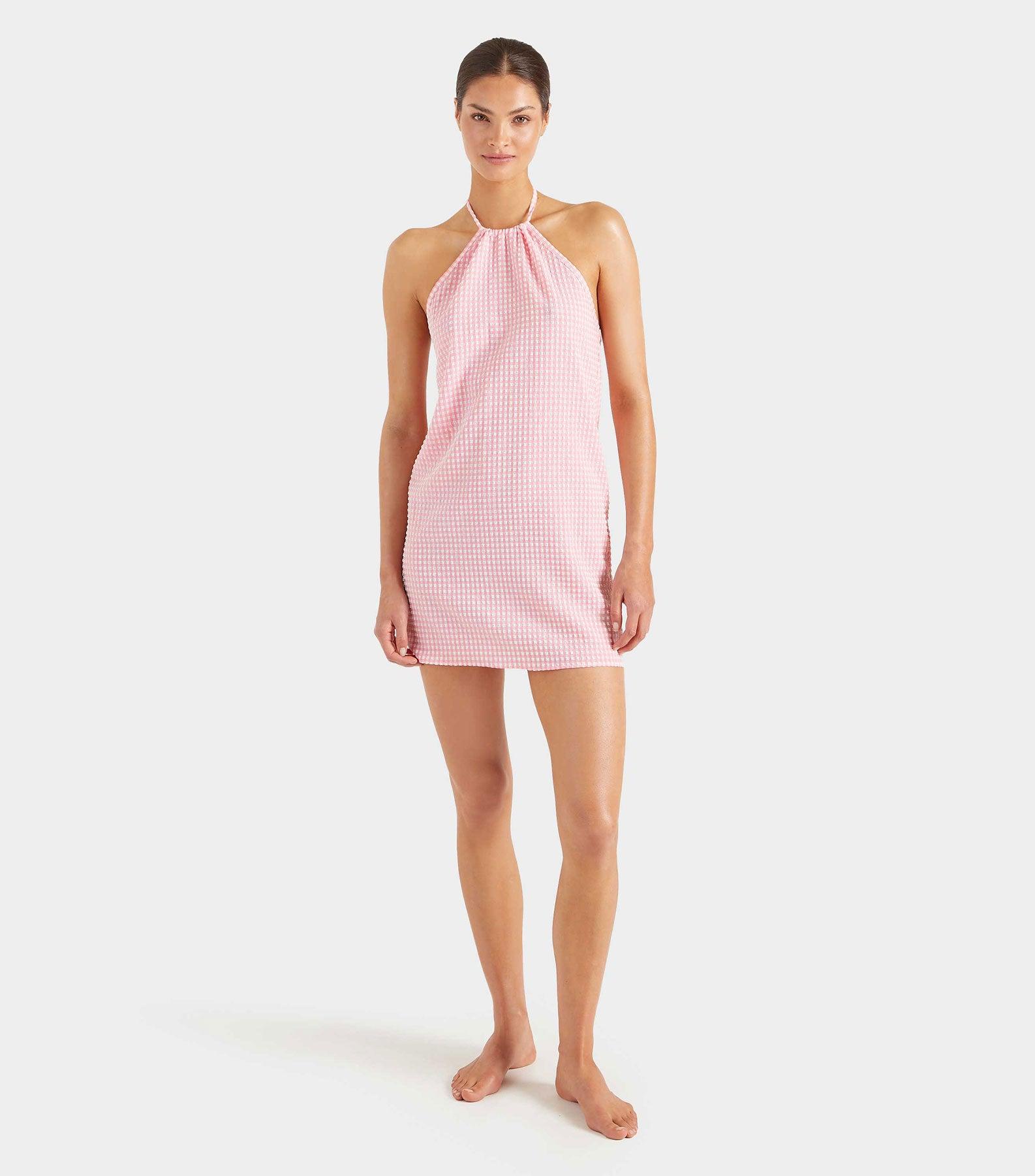 Gingham Seersucker Mini Dress - Milkshake Gingham Product Image