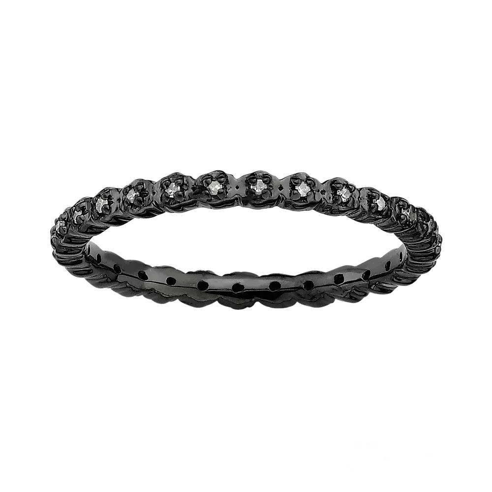 Stacks & Stones Ruthenium-Plated Sterling Silver Diamond Accent Stack Ring, Women's, Size: 8 Product Image