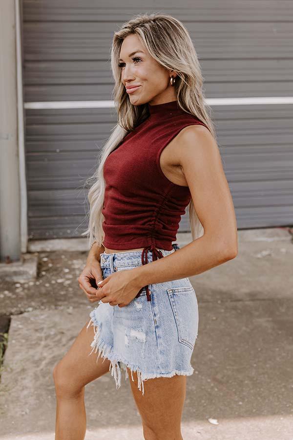 Have A Ball Ruched Side Top In Merlot Product Image