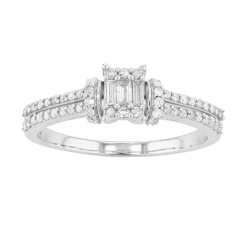 10k White Gold 1/3 Carat T.W. Diamond Engagement Ring, Women's,  Product Image
