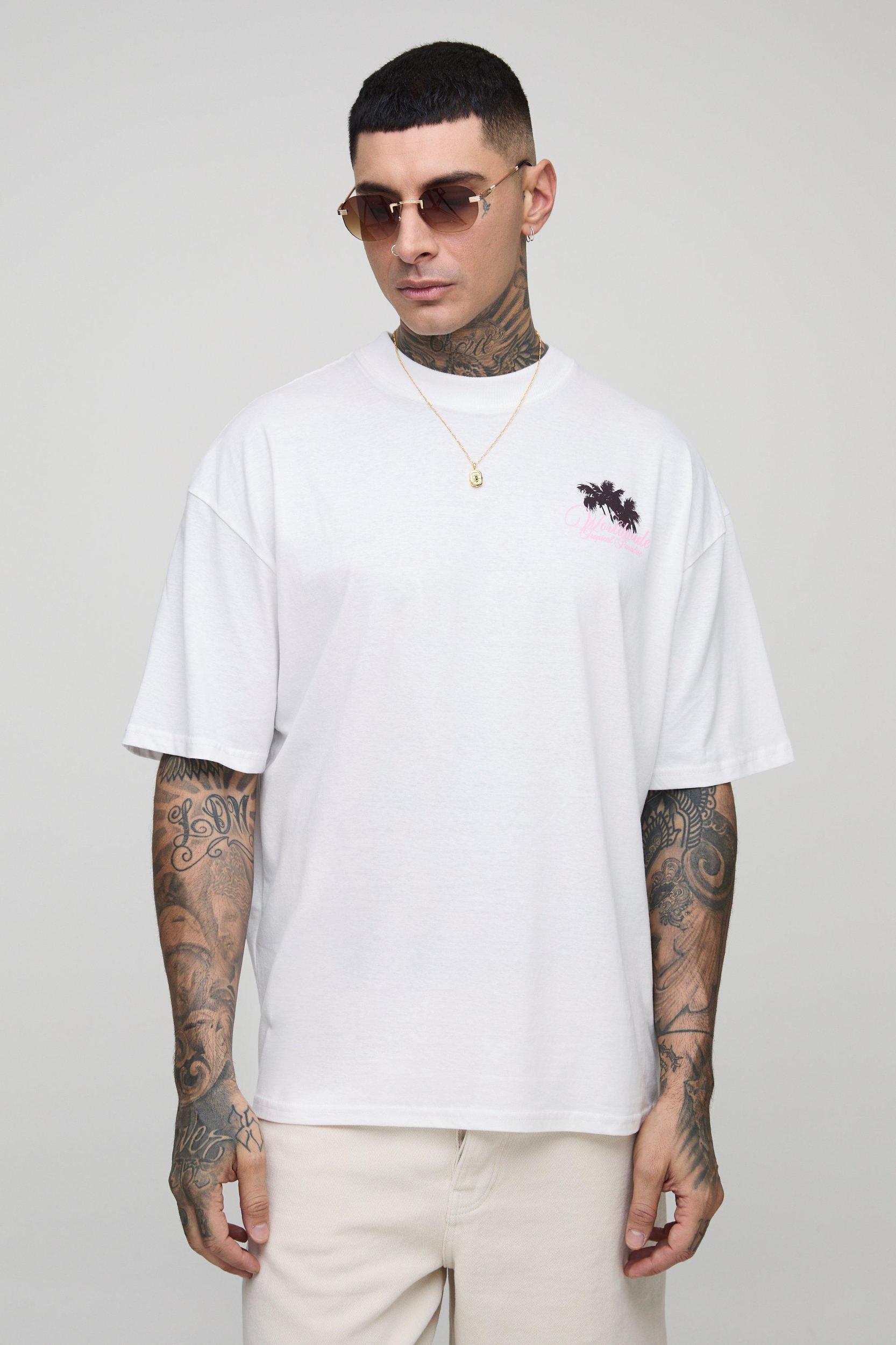 Tall Oversized Tropical Paradise Printed T-Shirt | boohooMAN USA Product Image