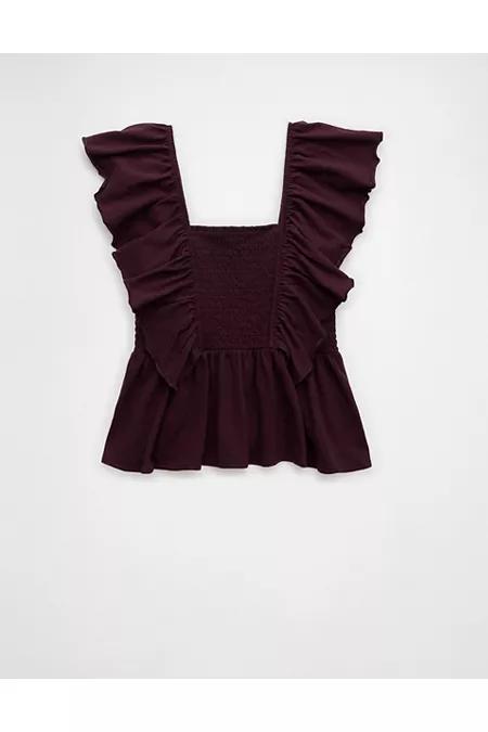 AE Sunchaser Knit Flutter Sleeve Babydoll Shirt Women's Product Image