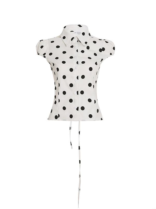Polka Dot Print Short Sleeves Shirts Product Image