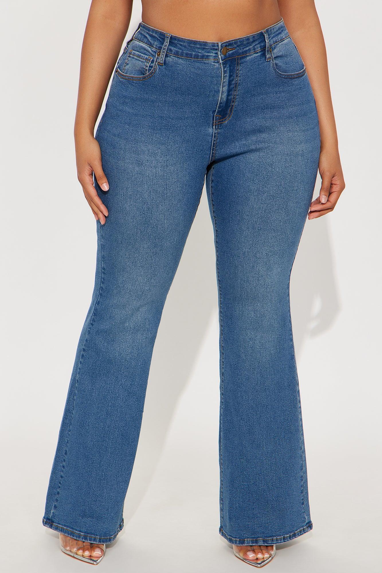 Vibe Check Curvy Stretch Flare Jeans  - Medium Wash Female Product Image