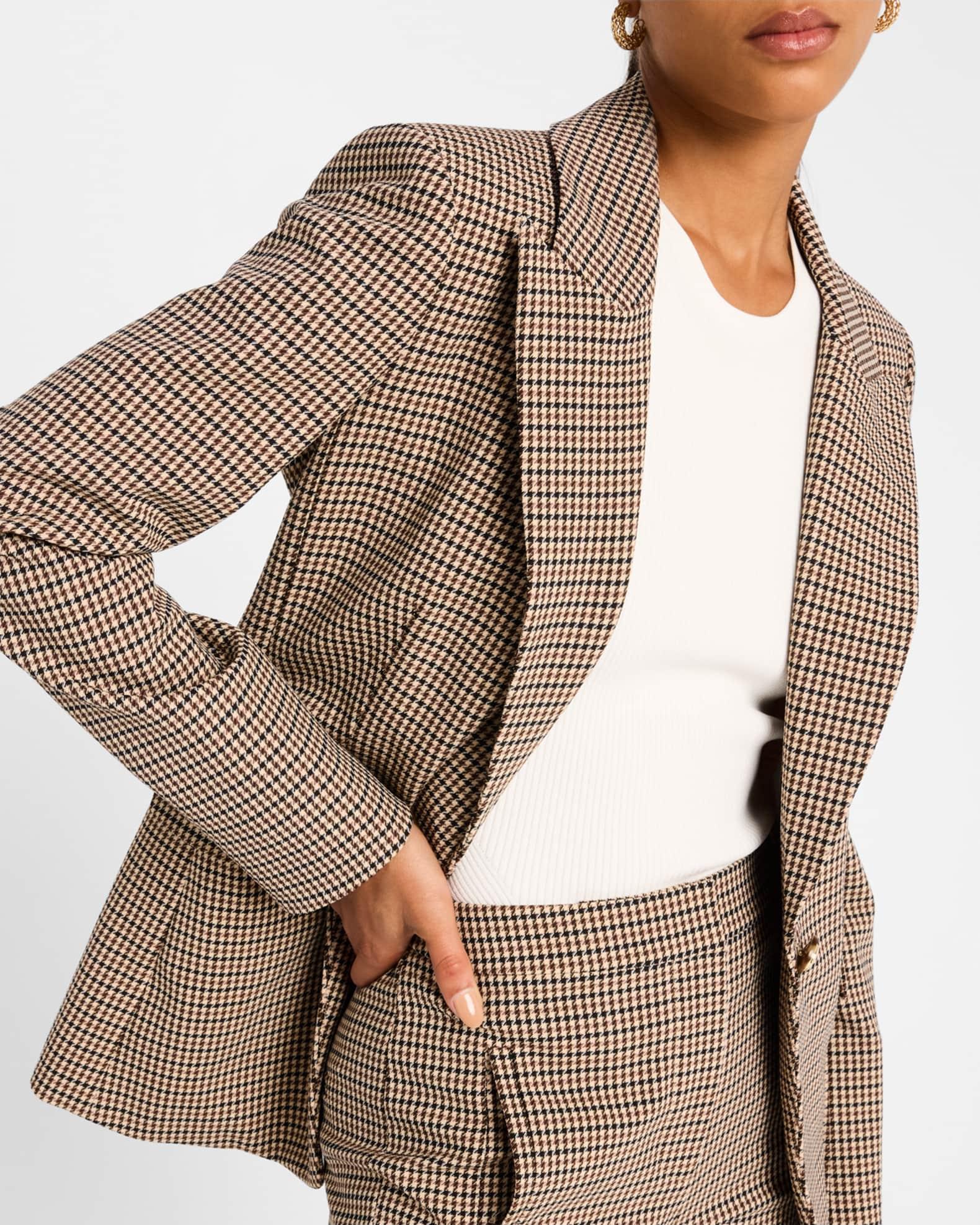 Livvy Single-Button Houndstooth Dickey Jacket Product Image