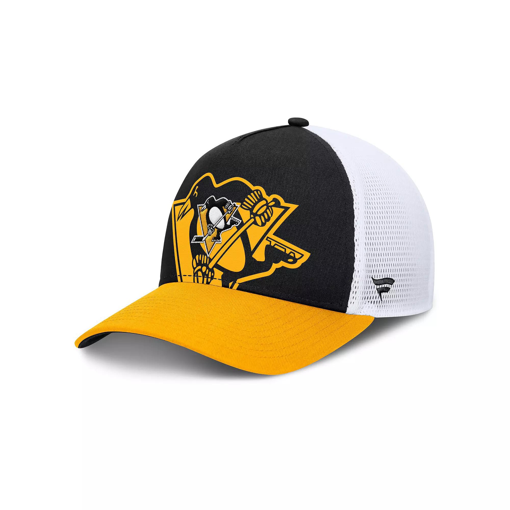 Men's Fanatics Black/Gold Pittsburgh Penguins Authentic Pro A-Frame Rink Adjustable Hat Product Image