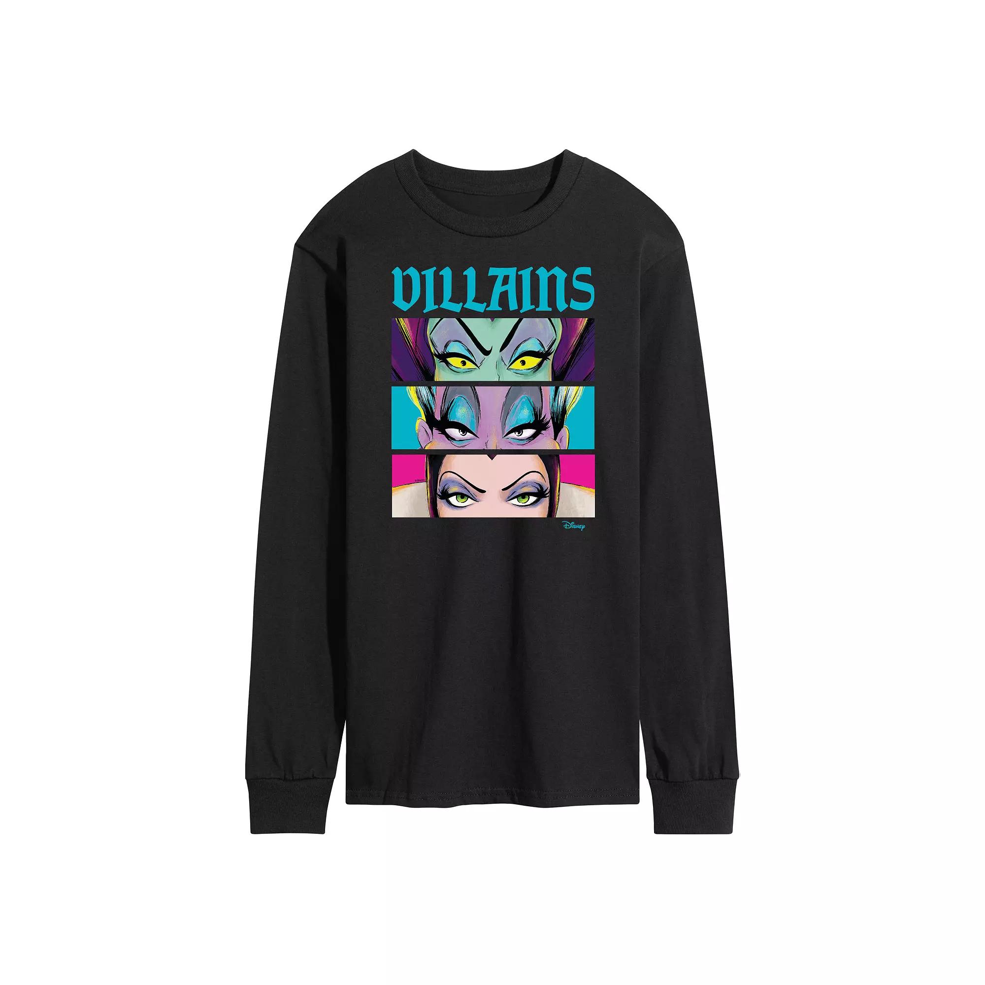 Disney Villains Men's Stacked Long Sleeve Graphic Tee,  Product Image