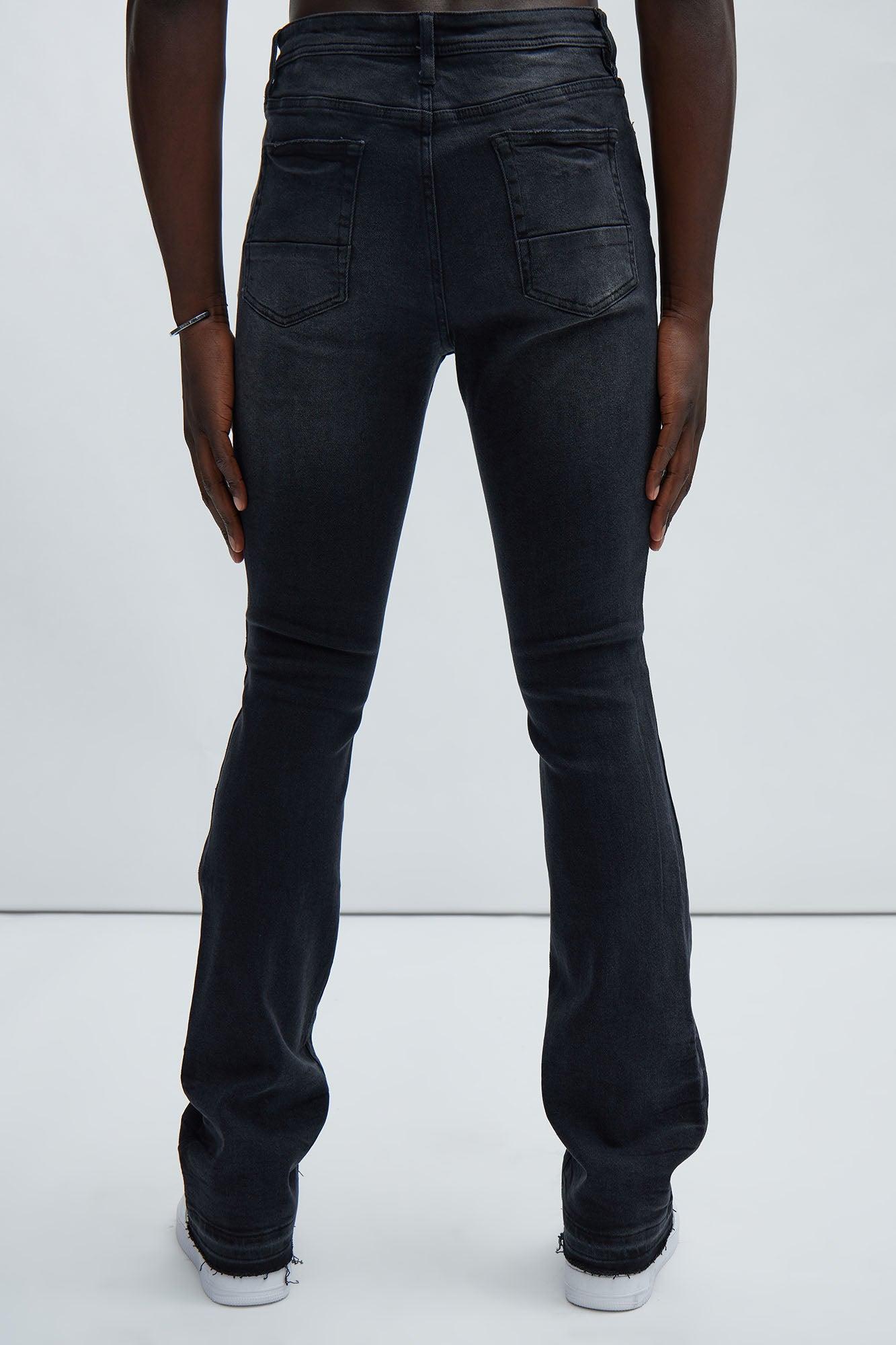 Be Real Stacked Skinny Flare Jeans - Black Product Image