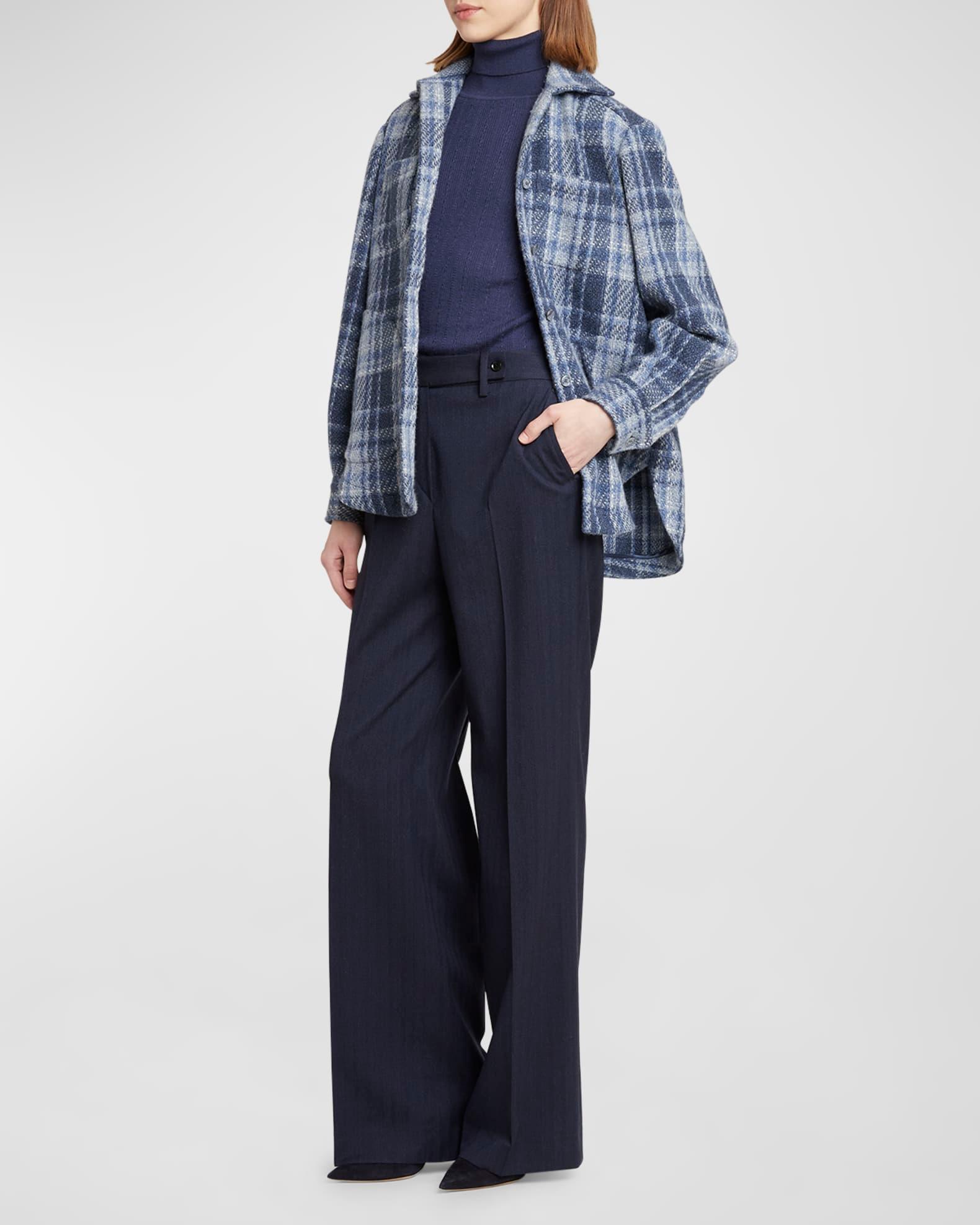 Plaid Cashmere Shirt Jacket Product Image