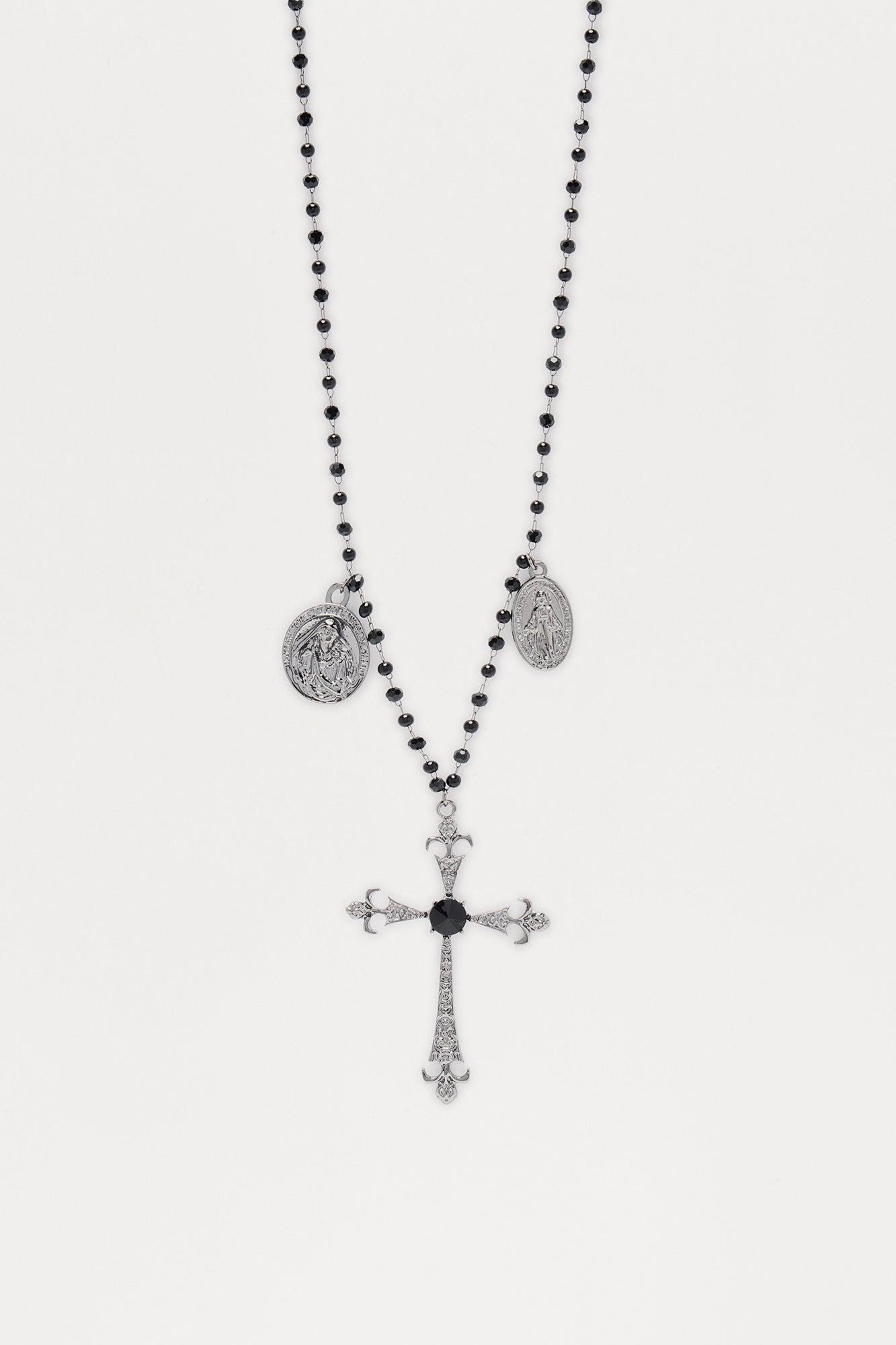 Grace Bound Pendant Cross Necklaces - Black Female Product Image