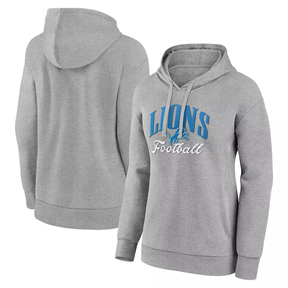 Women's Fanatics Heather Gray Detroit Lions Victory Script Pullover Hoodie, Size: Medium, Grey Product Image