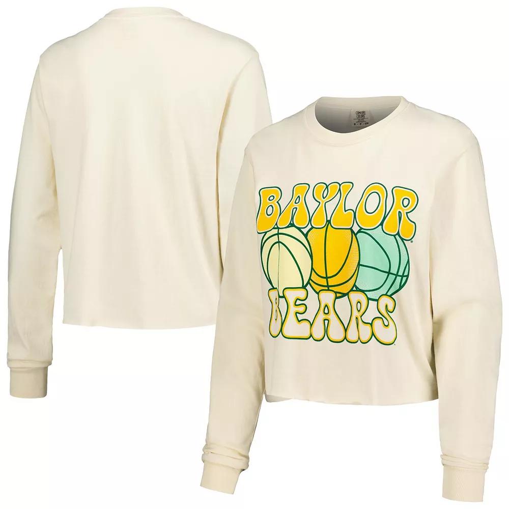 Women's Natural Baylor Bears Comfort Colors Basketball Cropped Long Sleeve T-Shirt, Size: 2XL, Bay Beige Product Image