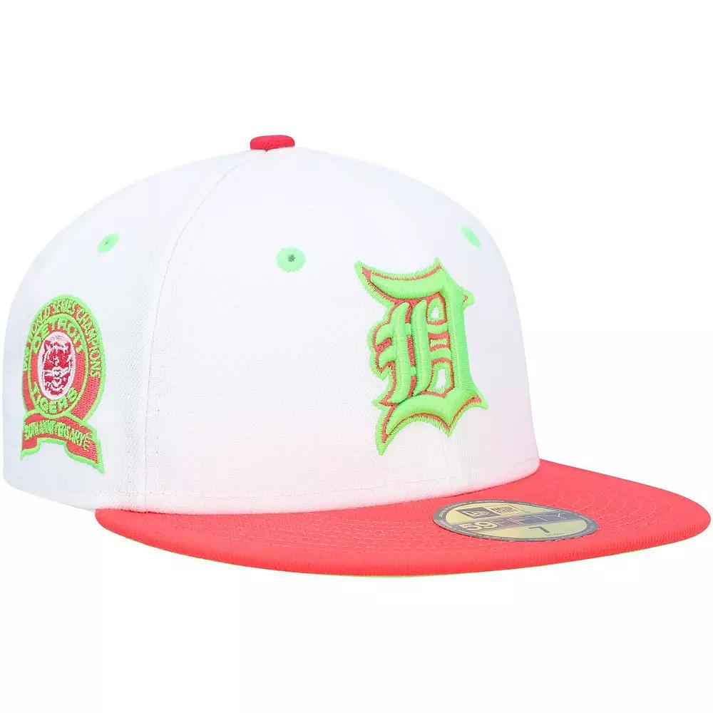 Men's New Era White/Coral Detroit Tigers 1968 World Series Strawberry Lolli 59FIFTY Fitted Hat,  Product Image