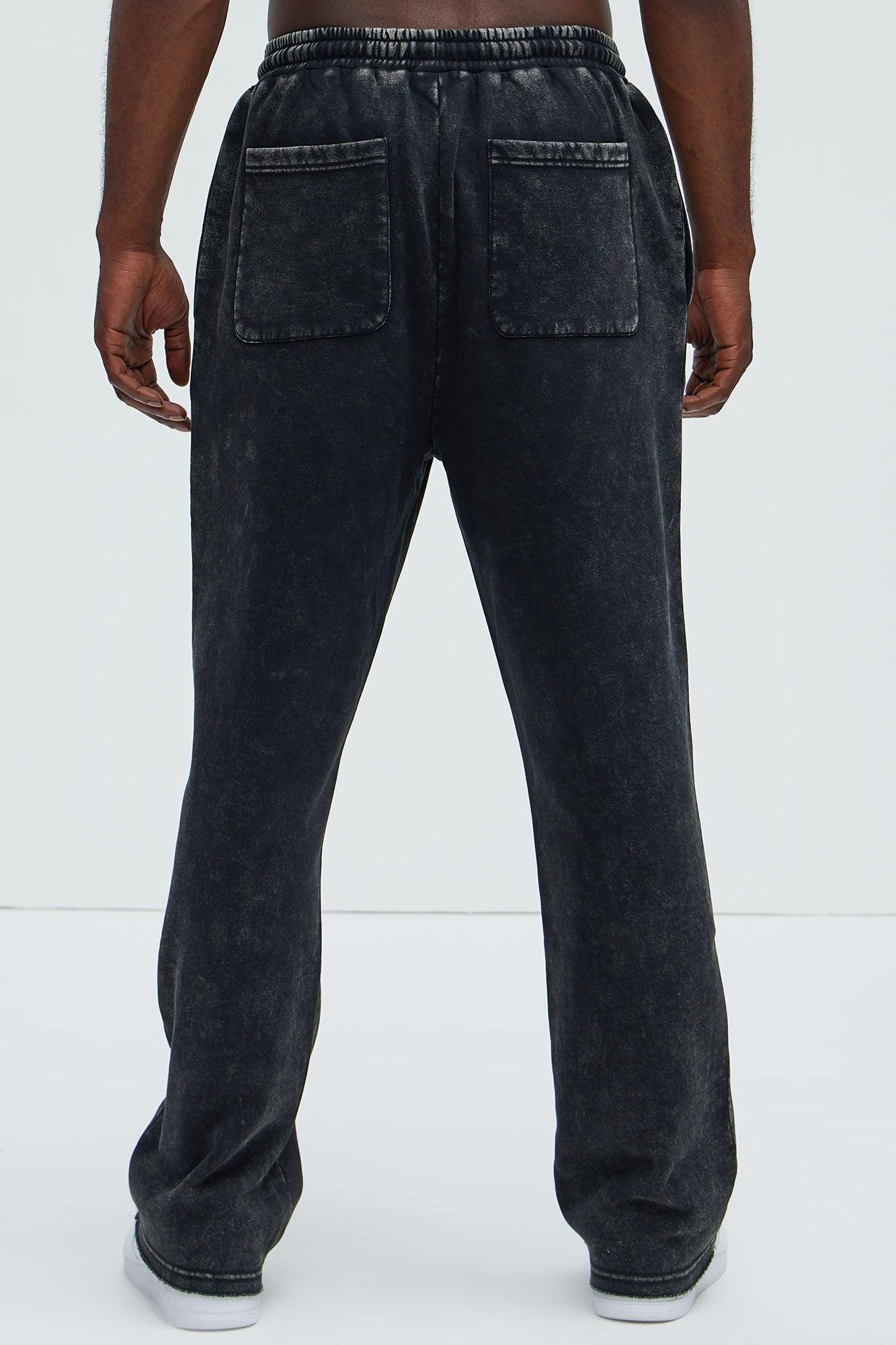 Tyson Frayed Seams Sweatpants - Black Product Image