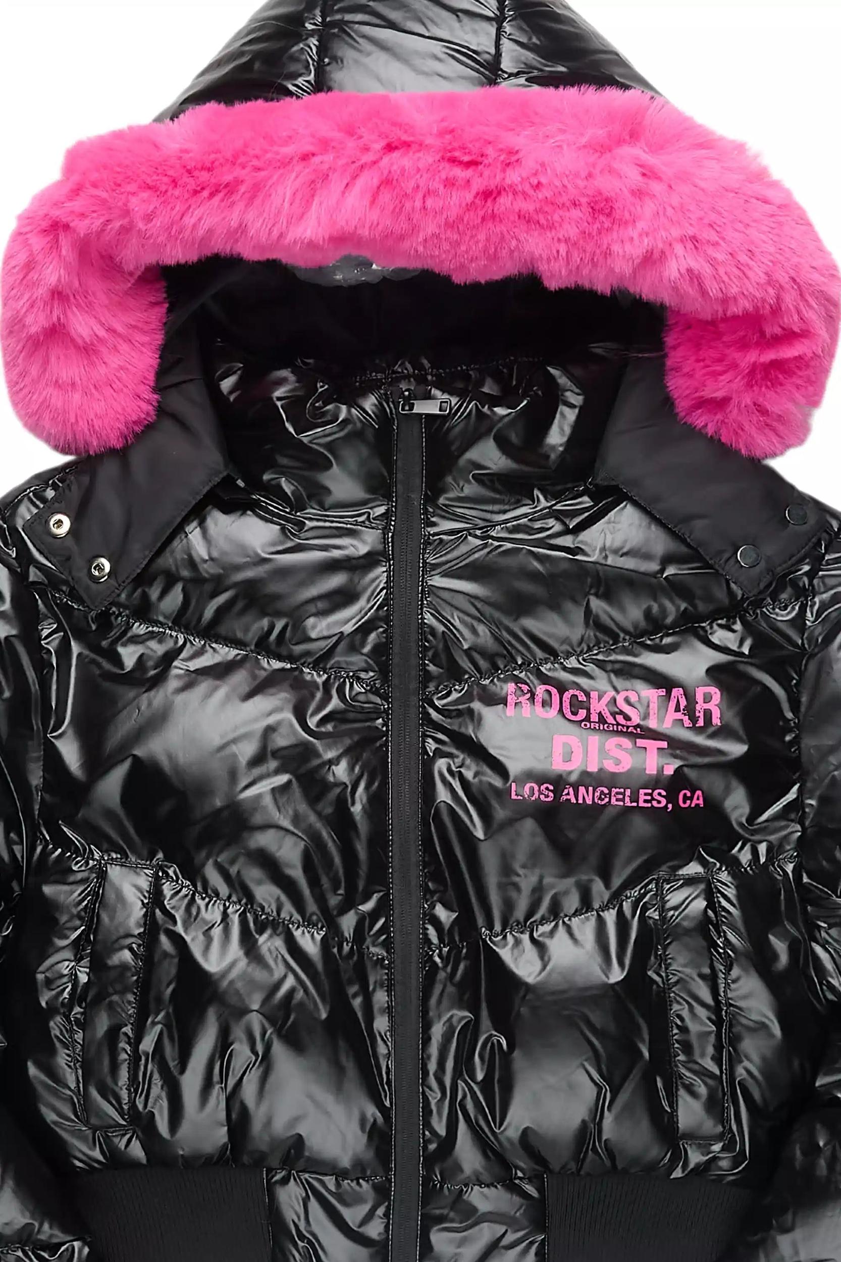 Moncia Black/Pink Puffer Jacket Female Product Image